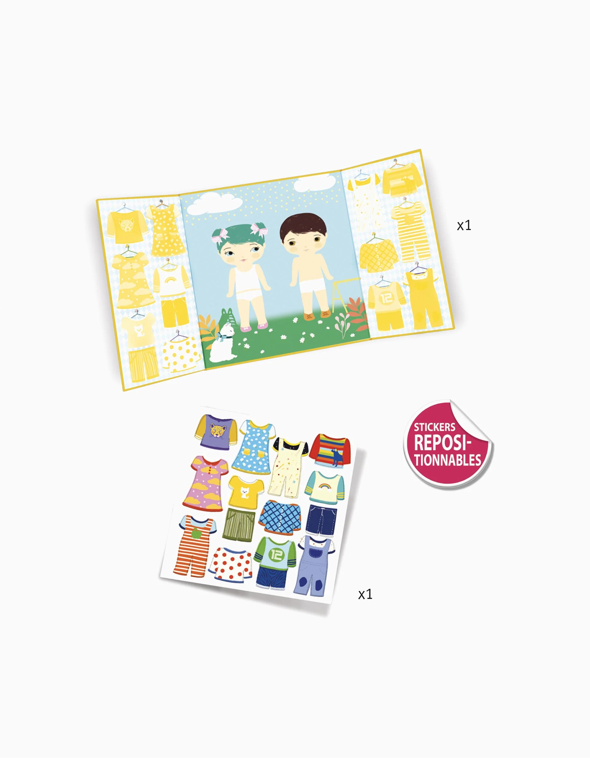 12 Reusable Stickers Clothes Djeco 18M+ - Image 3
