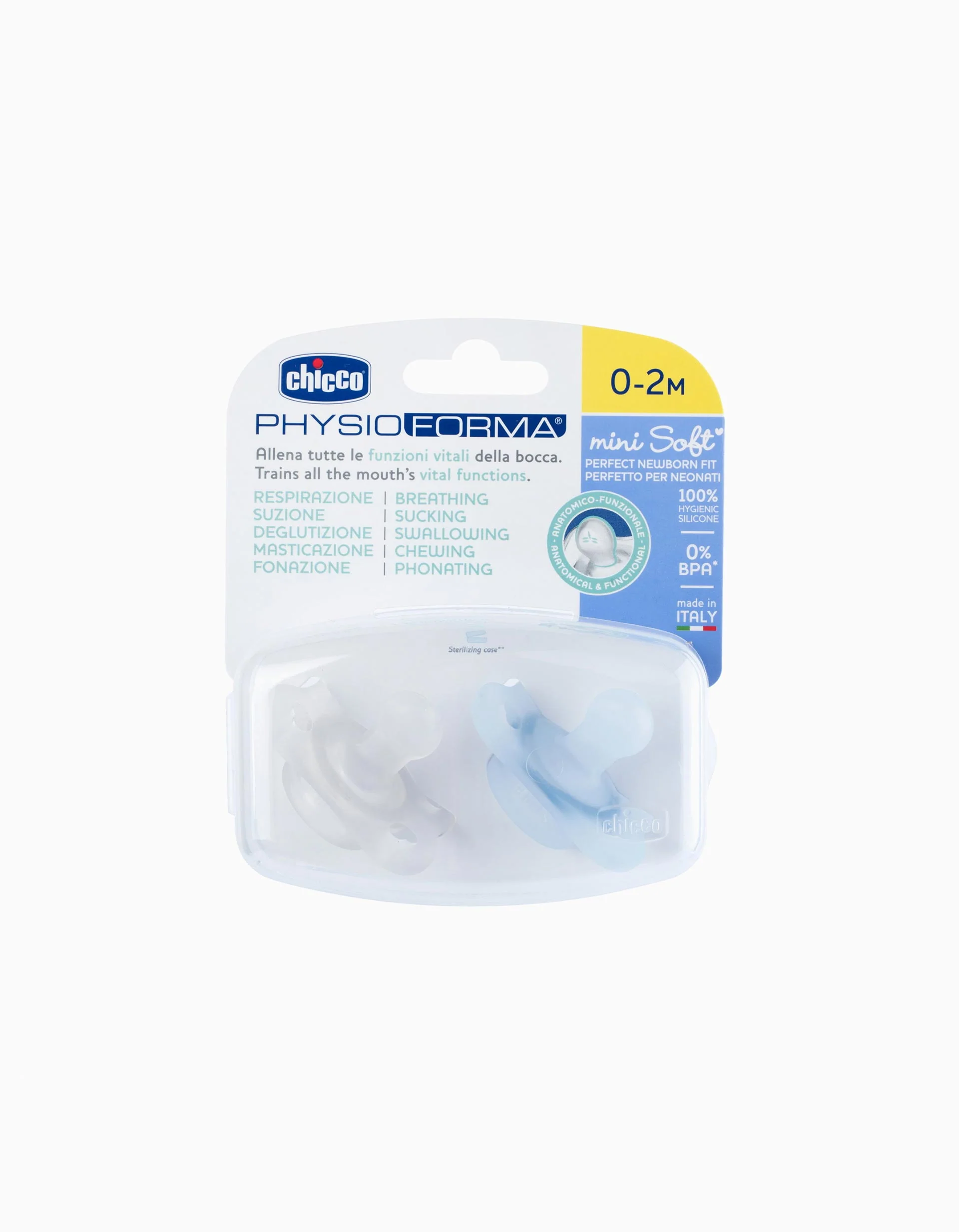2 Chicco Mini Soft Soothers 0-2M, Blue - Image 3