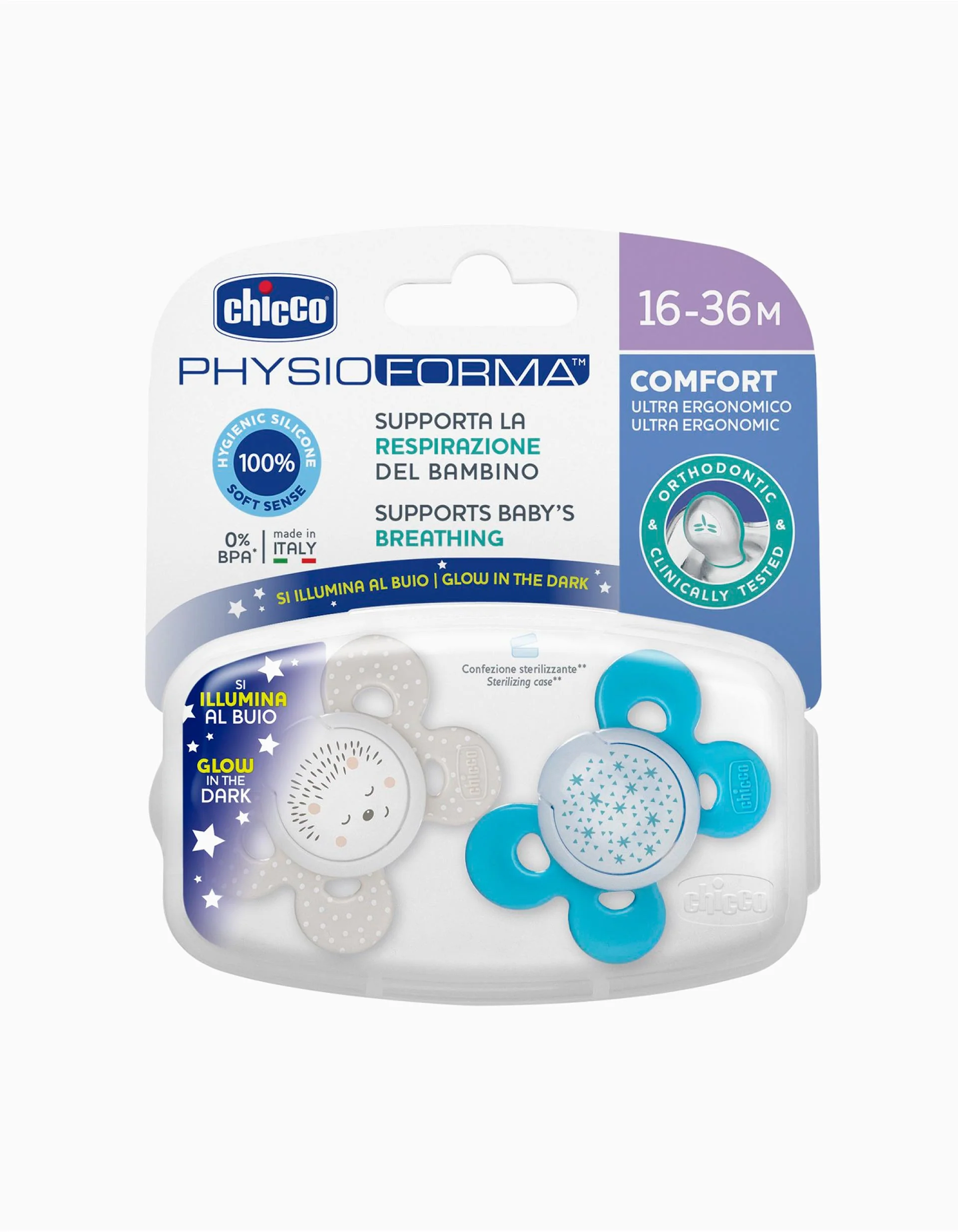 2 Night Glowing Confort Silicone Dummy 16-36M+, Chicco - Image 10