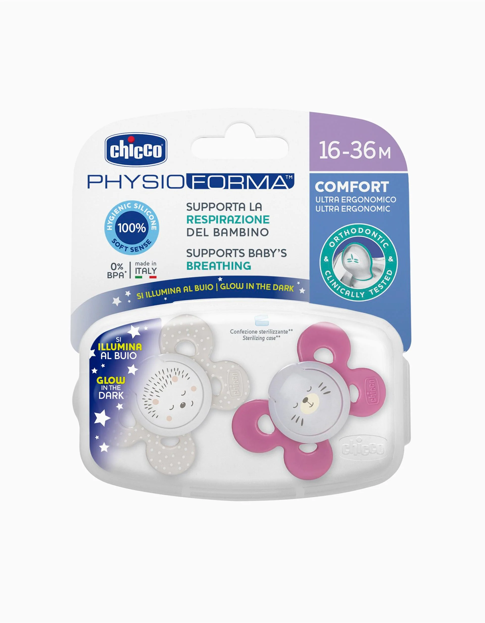2 Night Glowing Confort Silicone Dummy 16-36M+, Chicco - Image 10