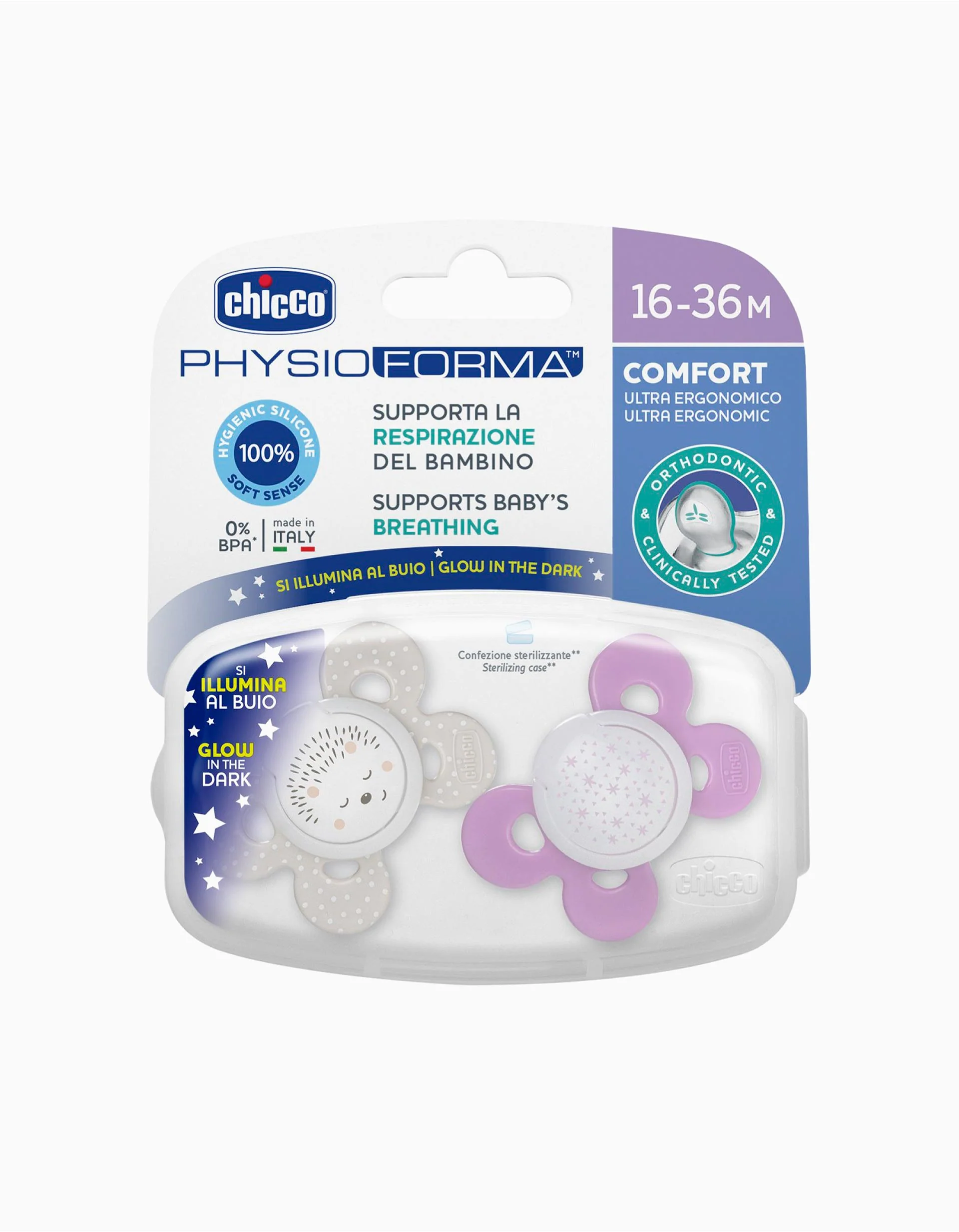 2 Night Glowing Confort Silicone Dummy 16-36M+, Chicco - Image 9