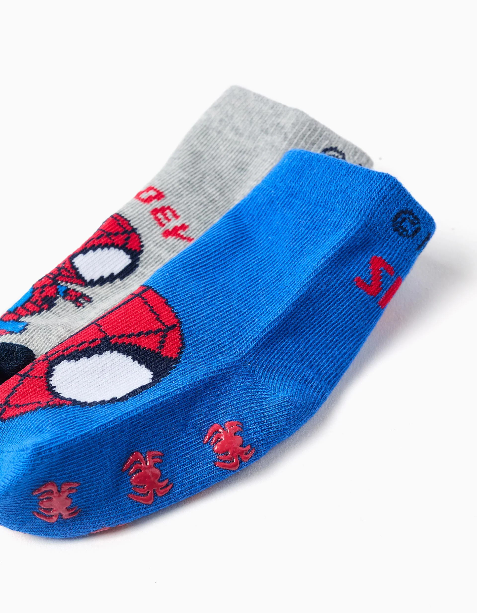 2 non-slip socks with Spidey print for newborn and baby boys, blue/grey - Image 3