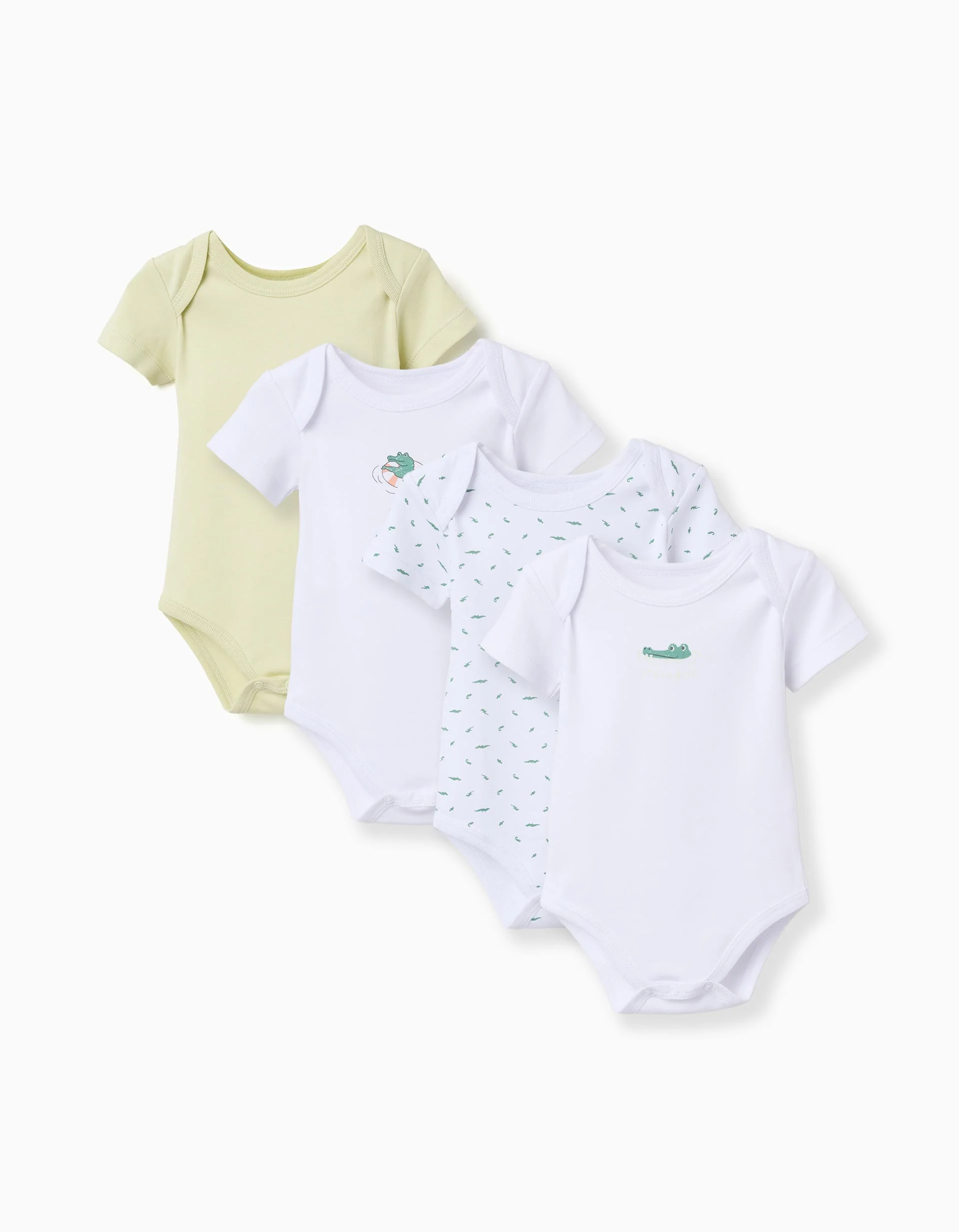 4 cotton bodysuits with crocodiles for newborn and baby boys, multicolour