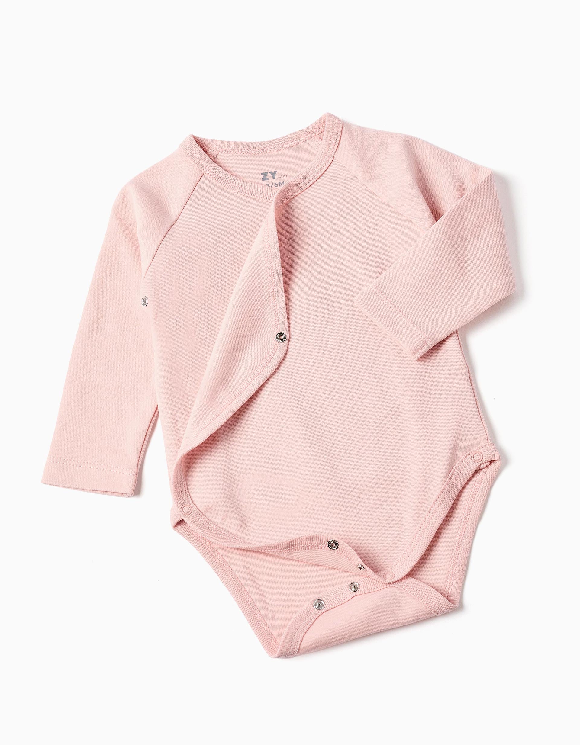 4 plain/floral wrapover bodysuits for newborn and baby girls, multicolour - Image 3