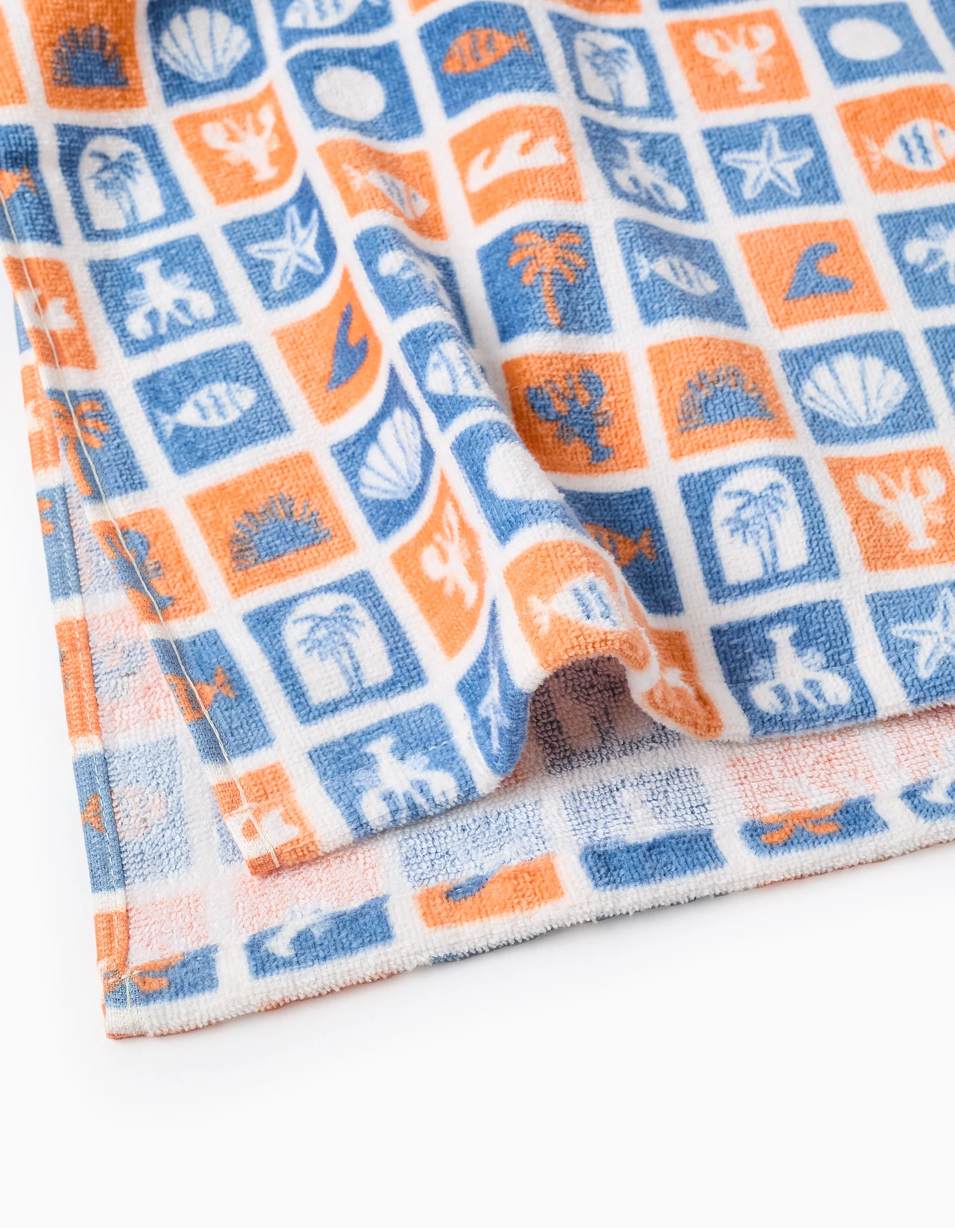 Beach Hooded Poncho for Baby, Blue/Orange/White - Image 4