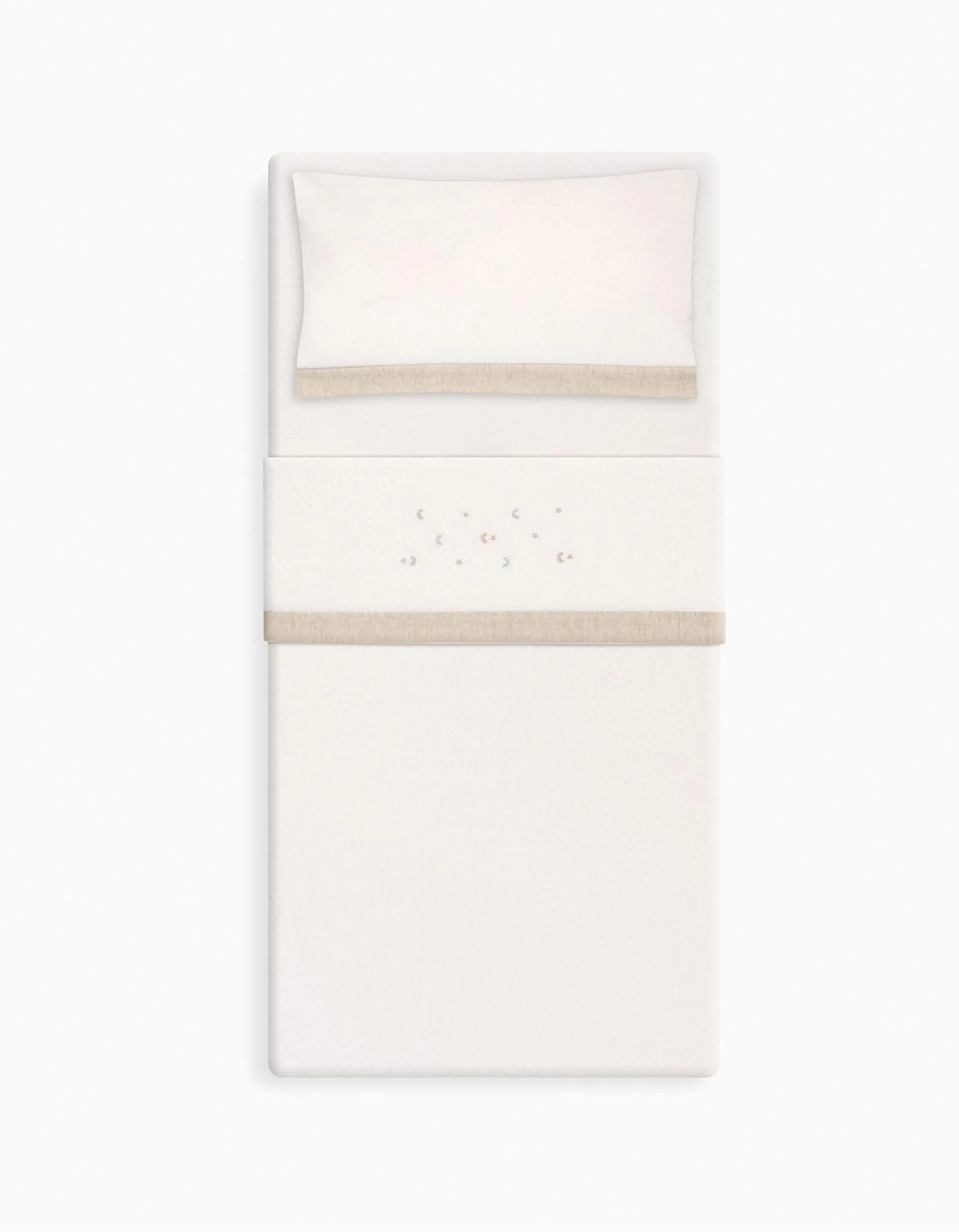 Bedding Set 3 Pcs Interbaby Coraline 60X120Cm, Stars Beige - Image 4