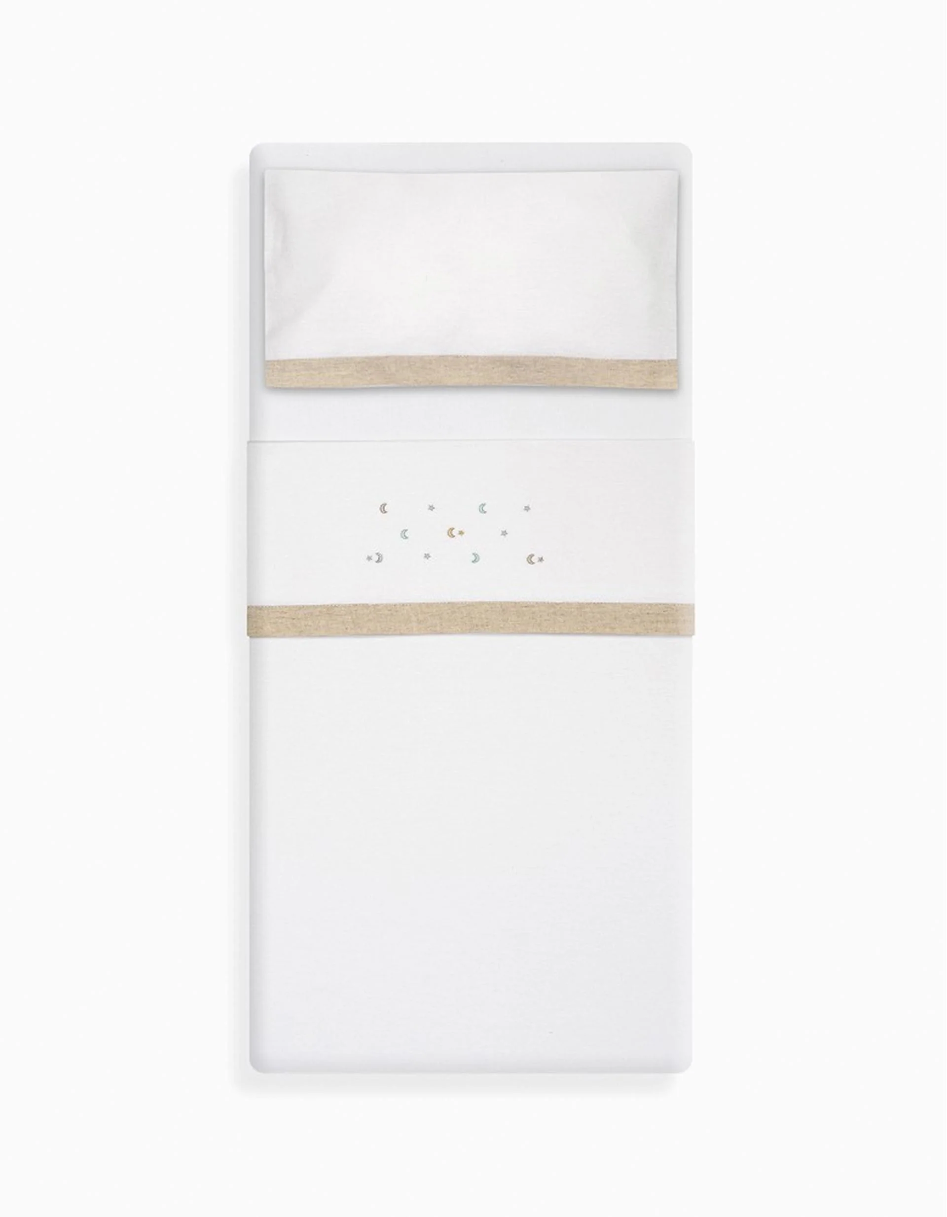 Bedding Set 3 Pcs Interbaby Flannel 60X120Cm, Stars Beige - Image 3
