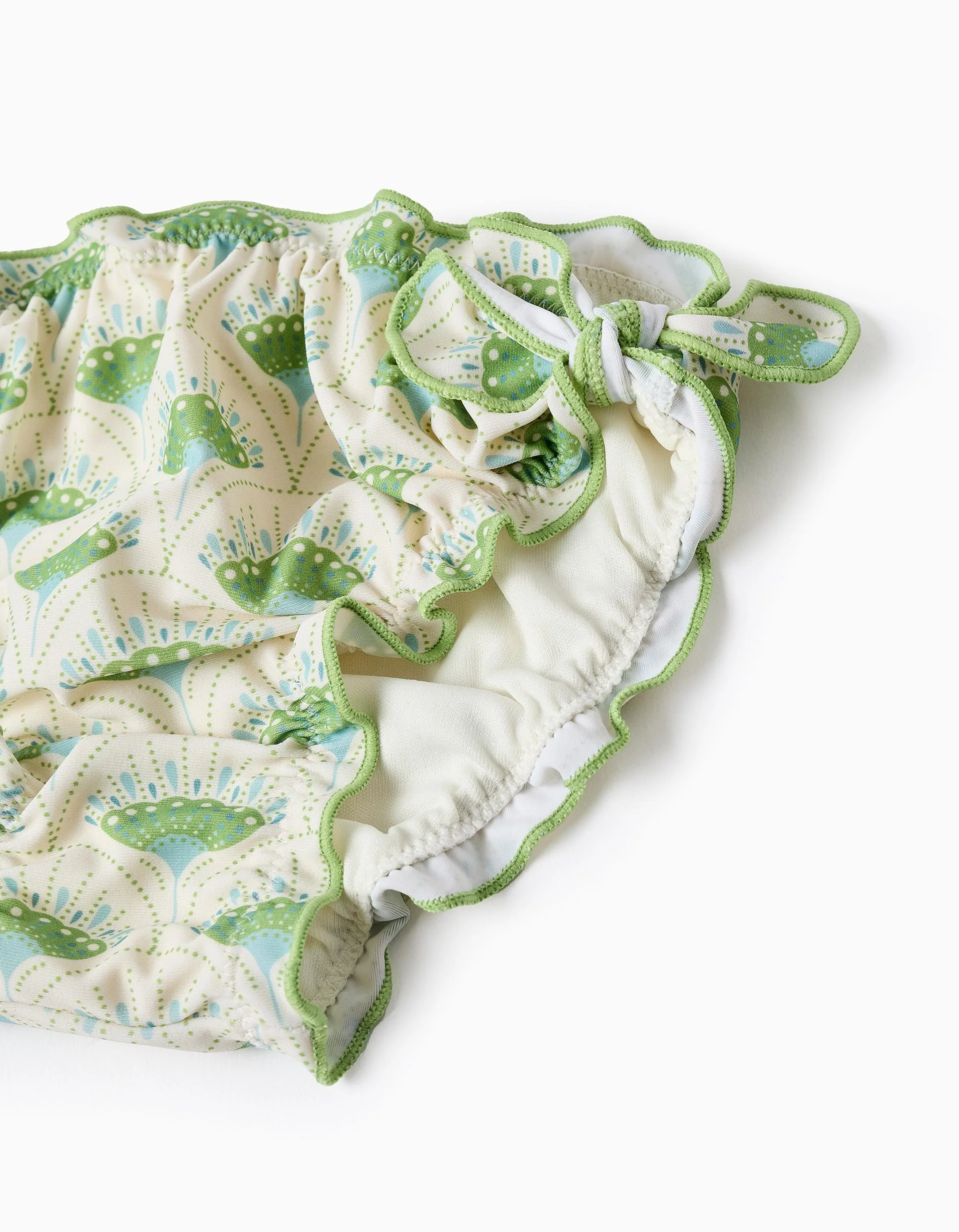 Bikini Bottom with Motif and Ruffles for Baby Girls, Beige/Green - Image 3