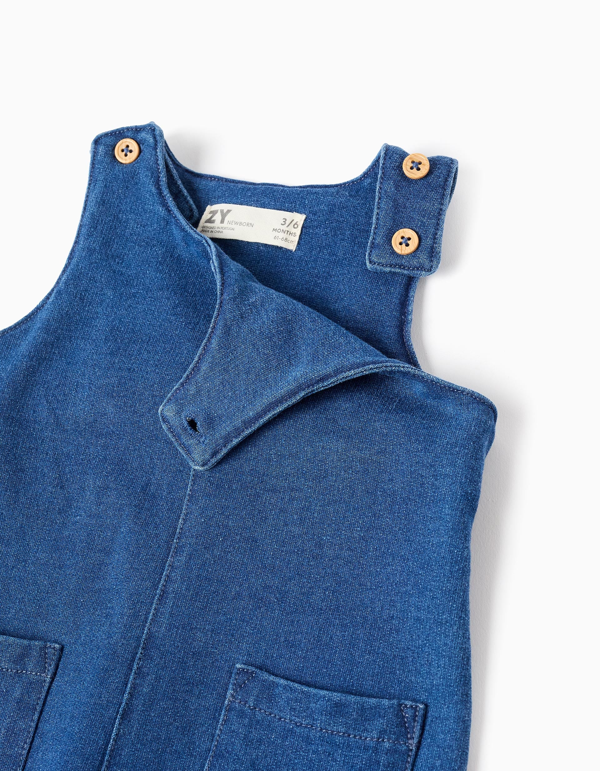 Bodysuit with print + denim jumpsuit for newborn boys, white/blue - Image 4