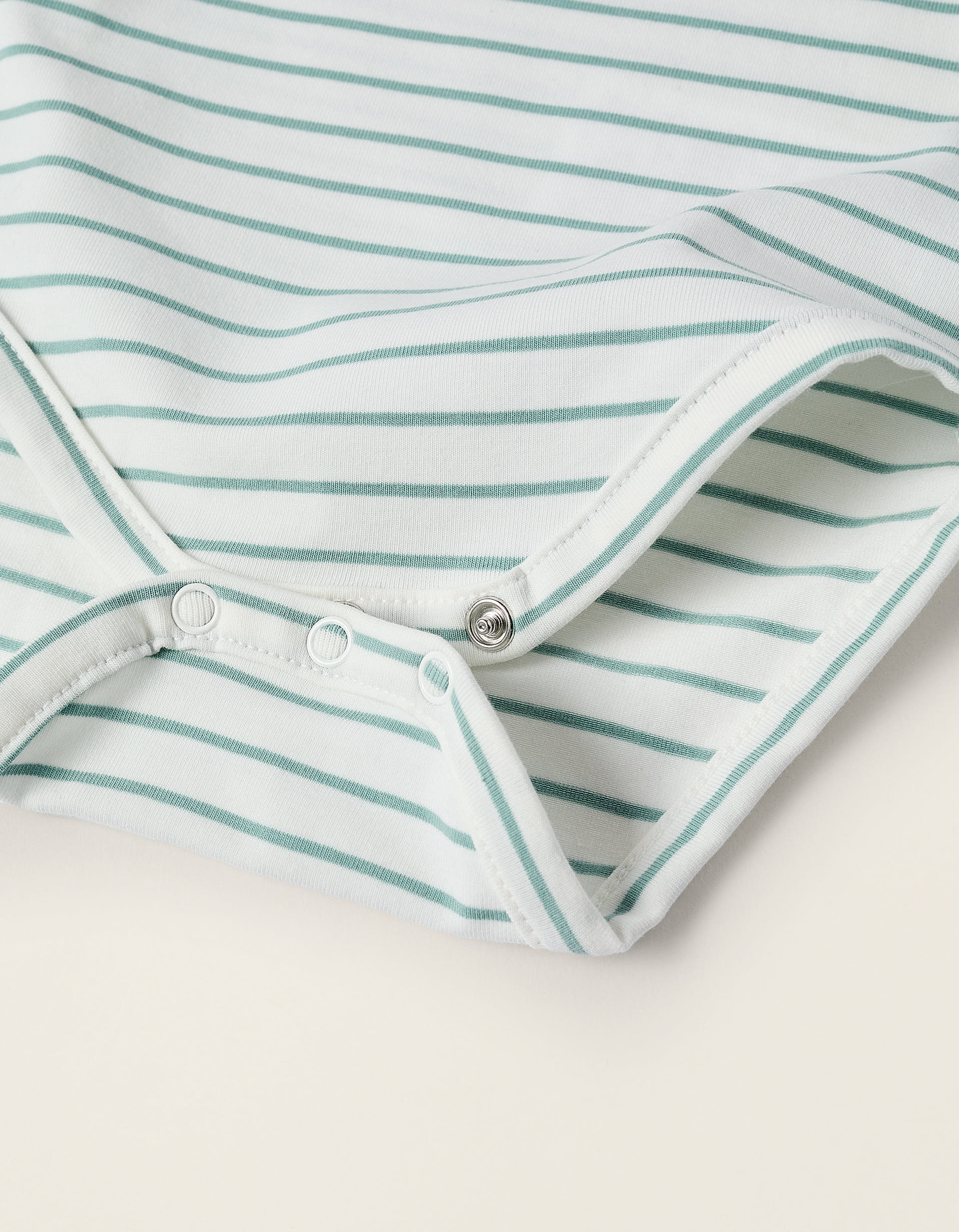 Bodysuit with Striped Motif for Newborns 'Smiley', White/Green - Image 4