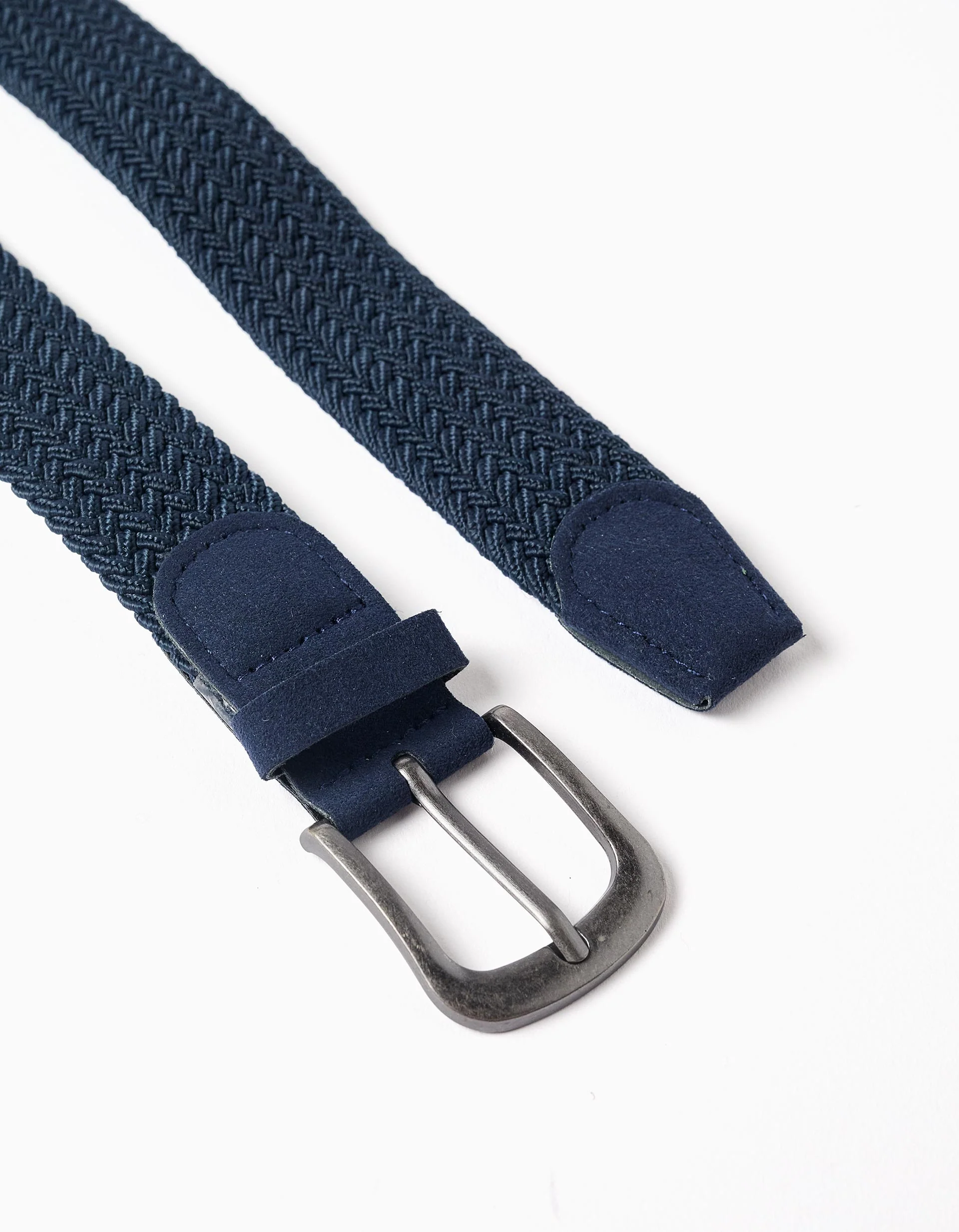 Braided belt with suedette details for boys, dark blue - Image 2