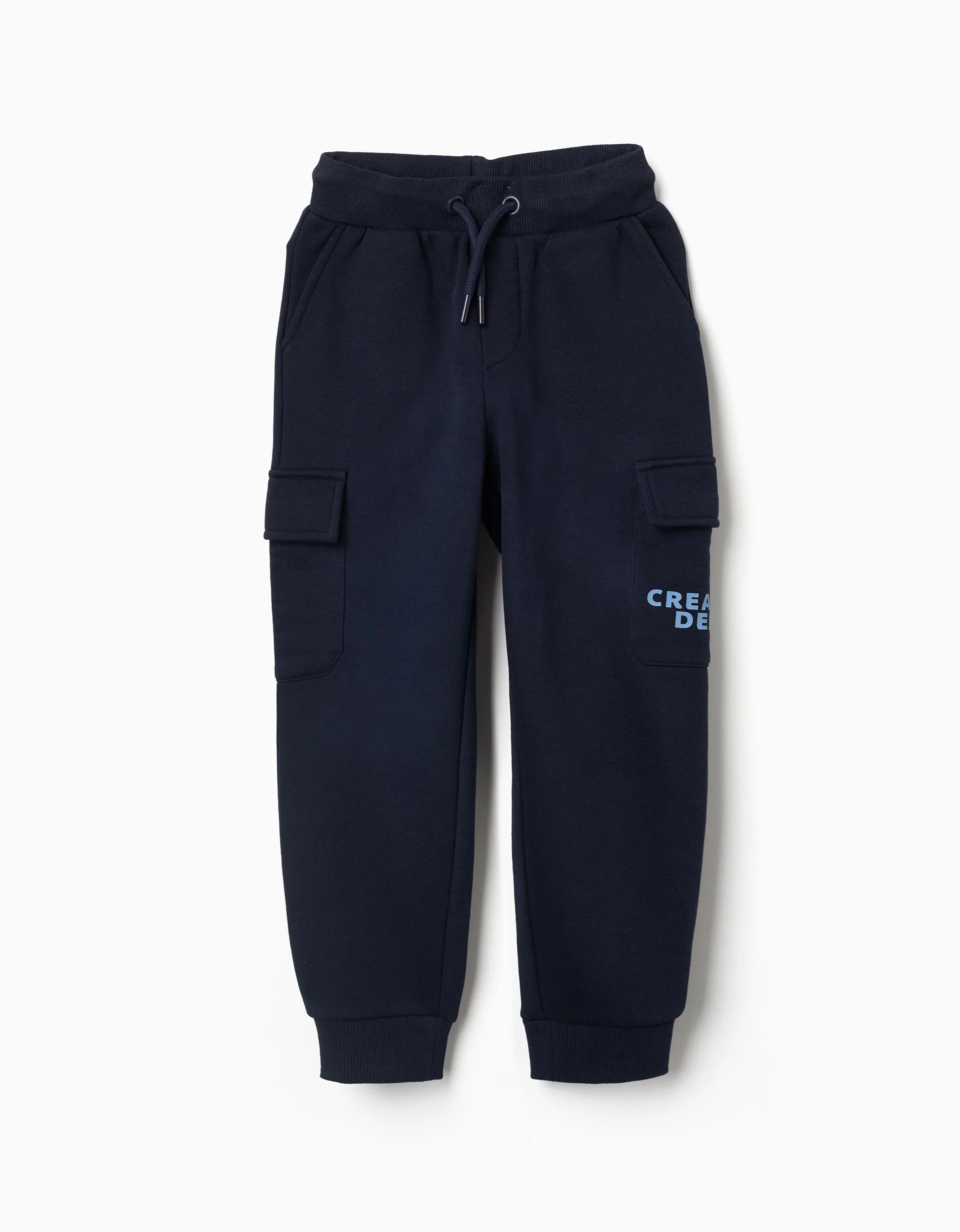 Brushed cargo joggers with Creative print for boys, dark blue