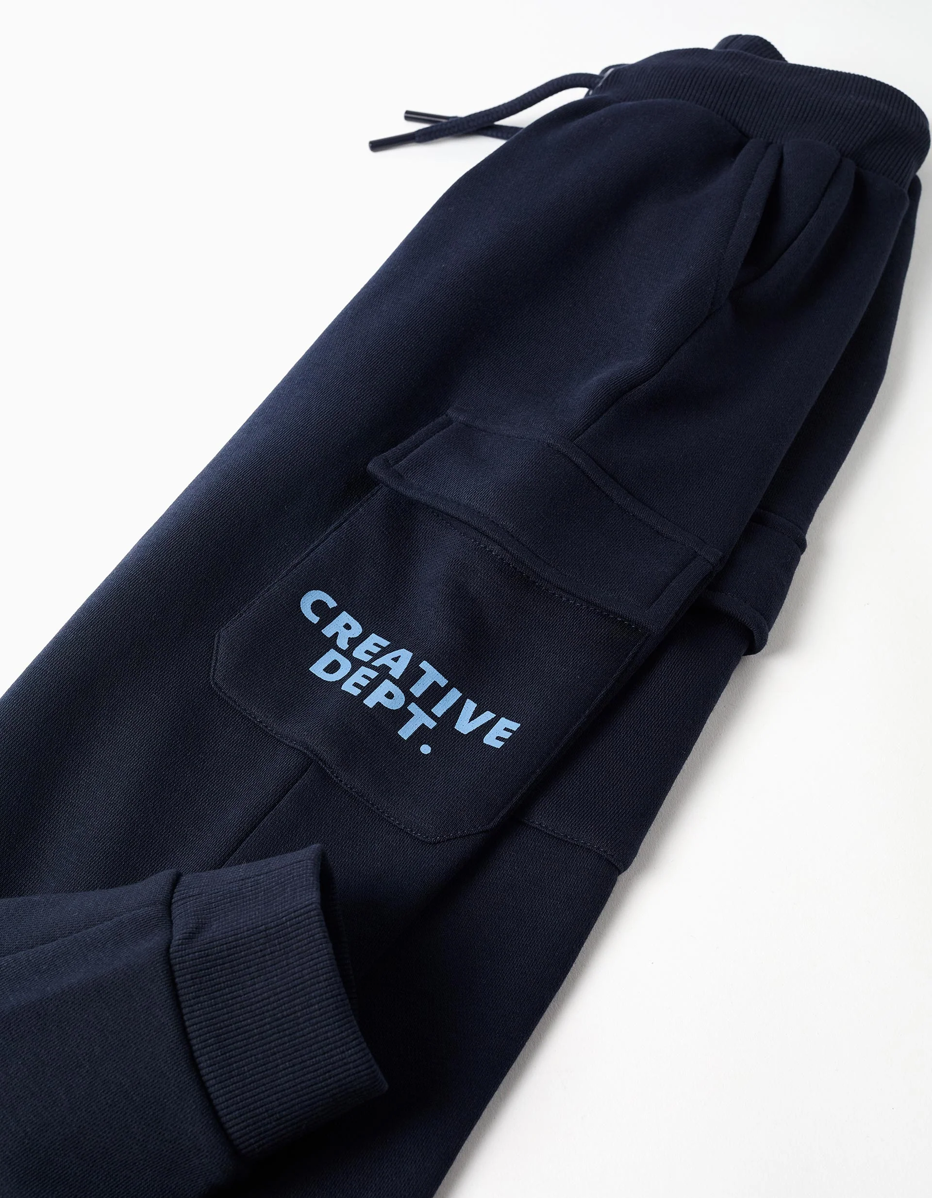 Brushed cargo joggers with Creative print for boys, dark blue - Image 4