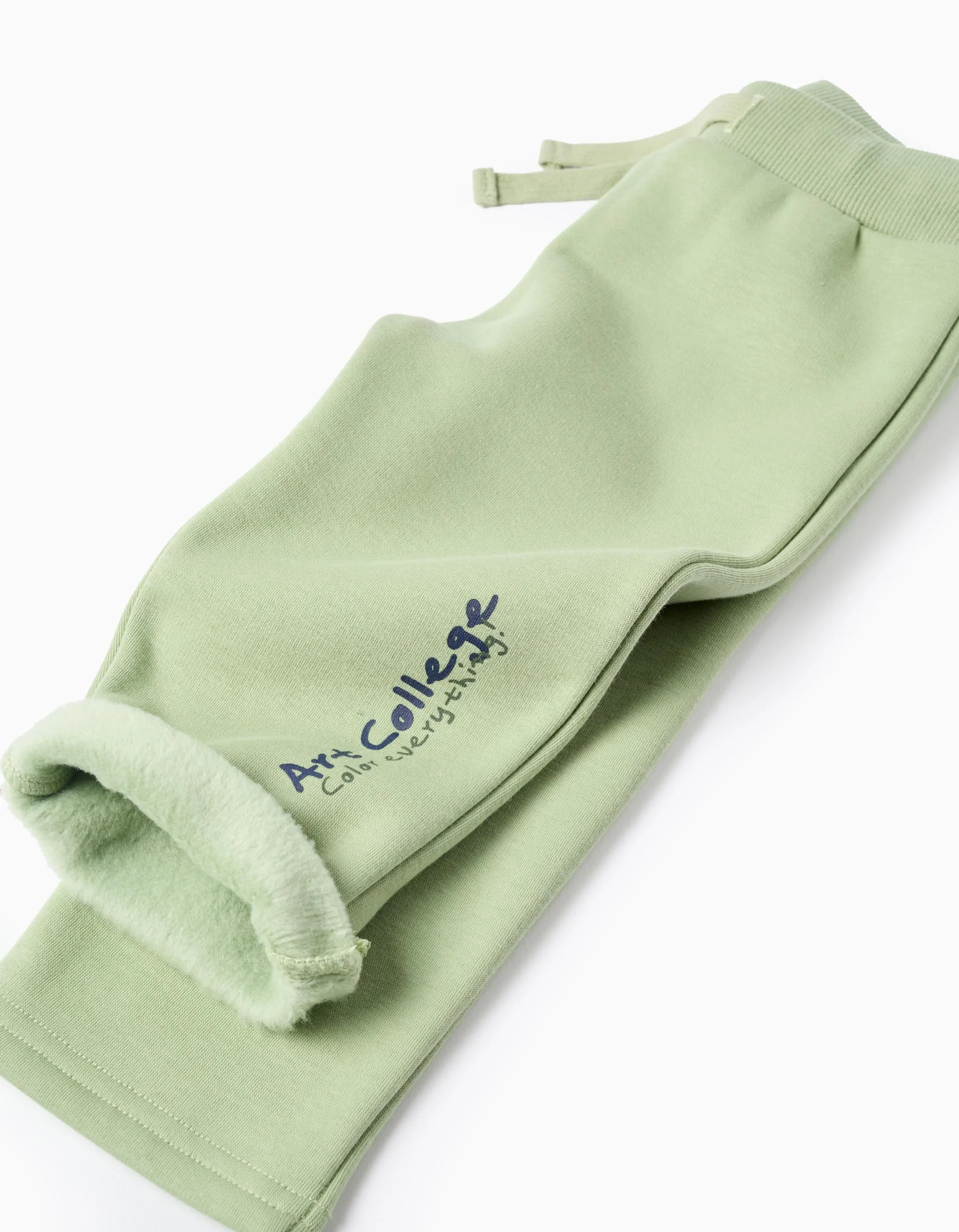 Brushed joggers with print for baby boys, light green - Image 4