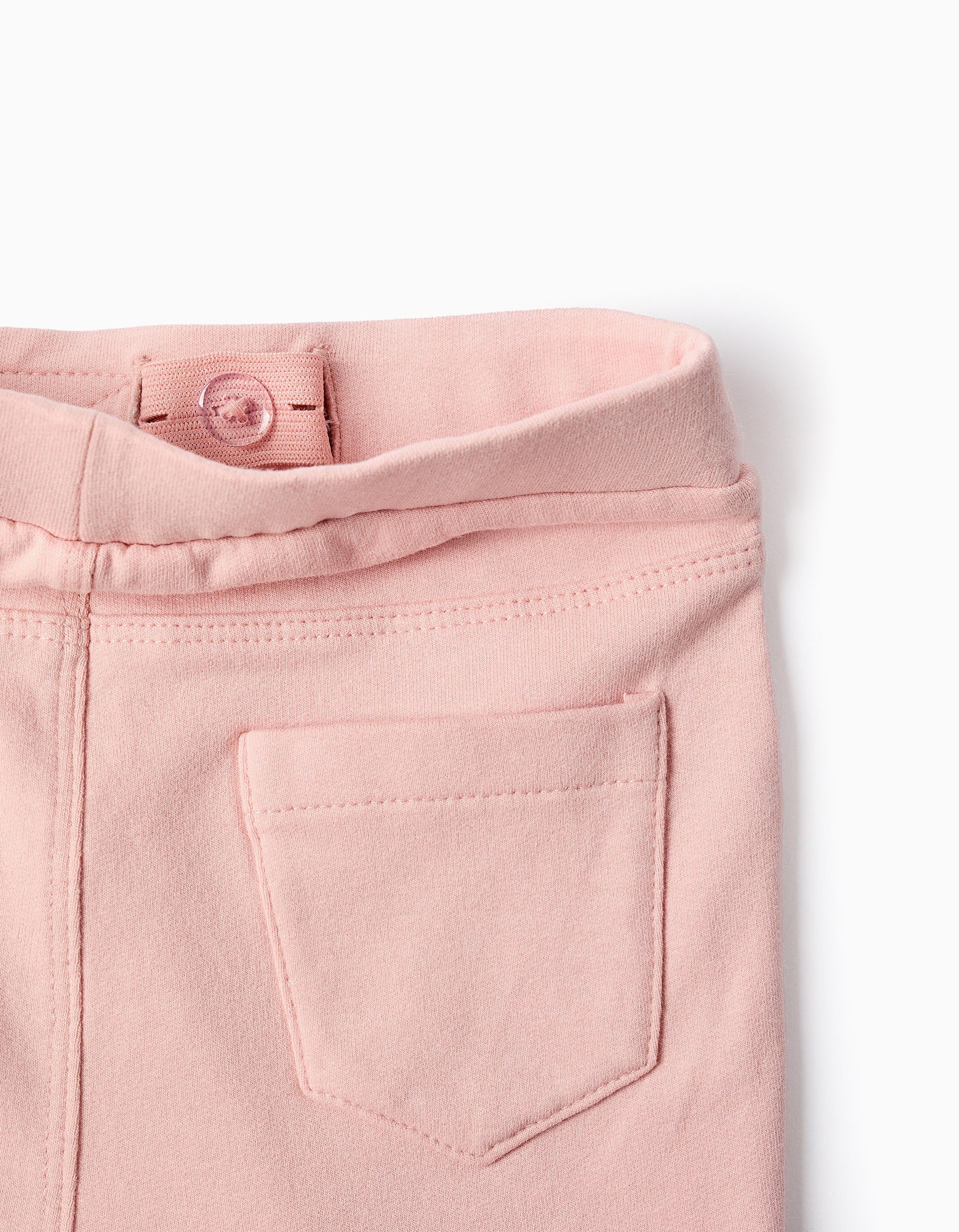 Brushed leggings with decorative pockets for baby girls, light pink - Image 3