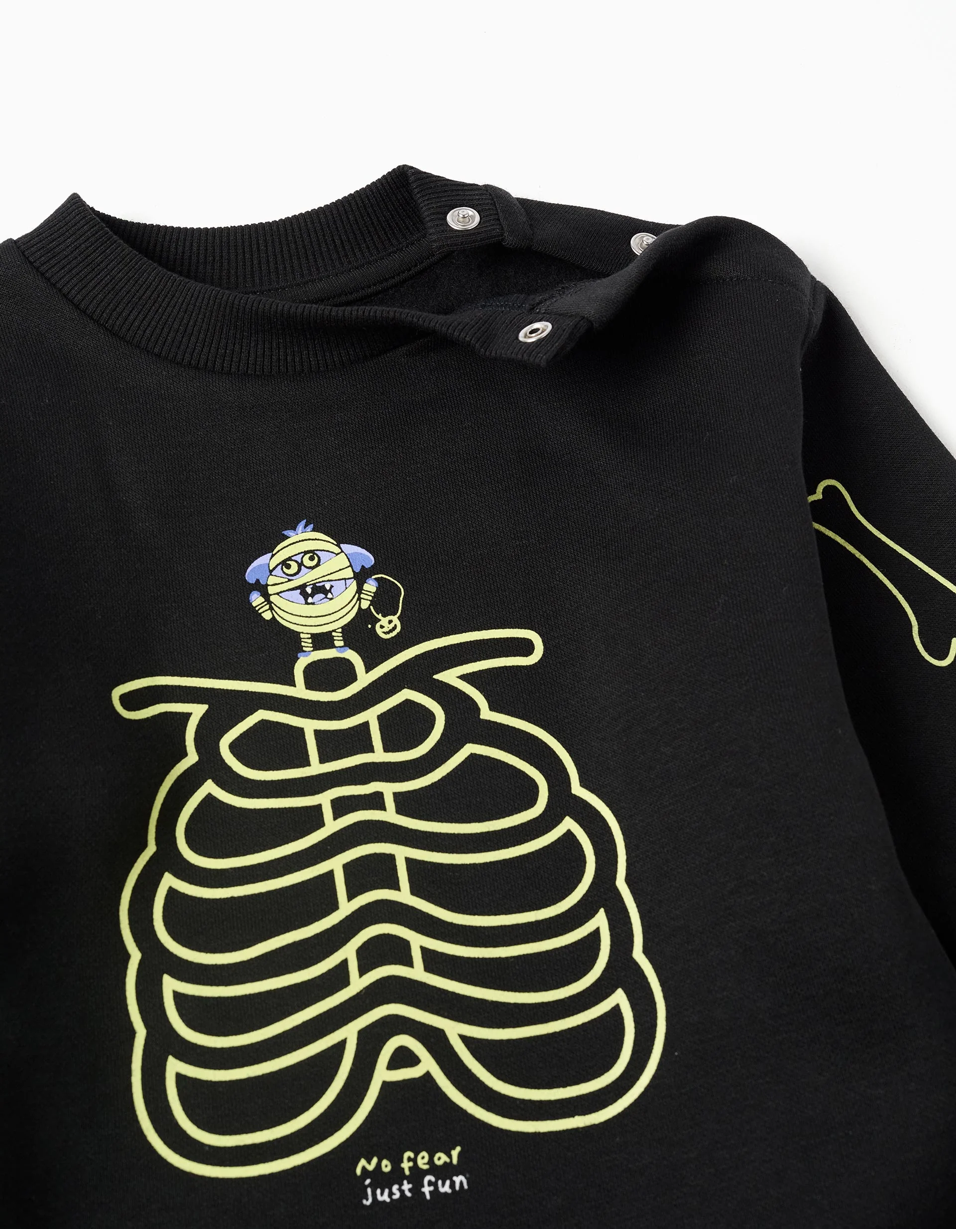 Brushed sweat + joggers with glow-in-the-dark print for baby boys, black - Image 4