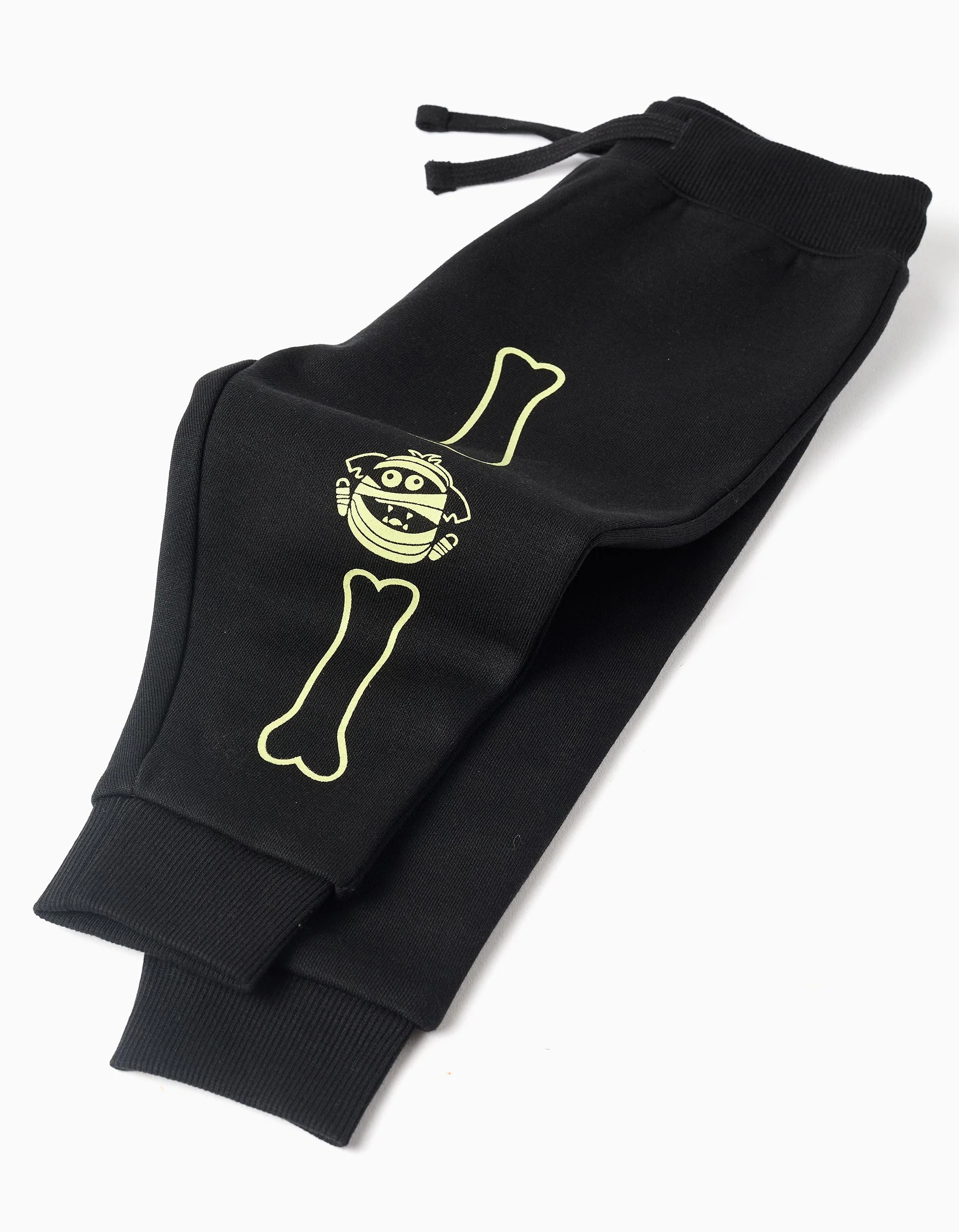 Brushed sweat + joggers with glow-in-the-dark print for baby boys, black - Image 6