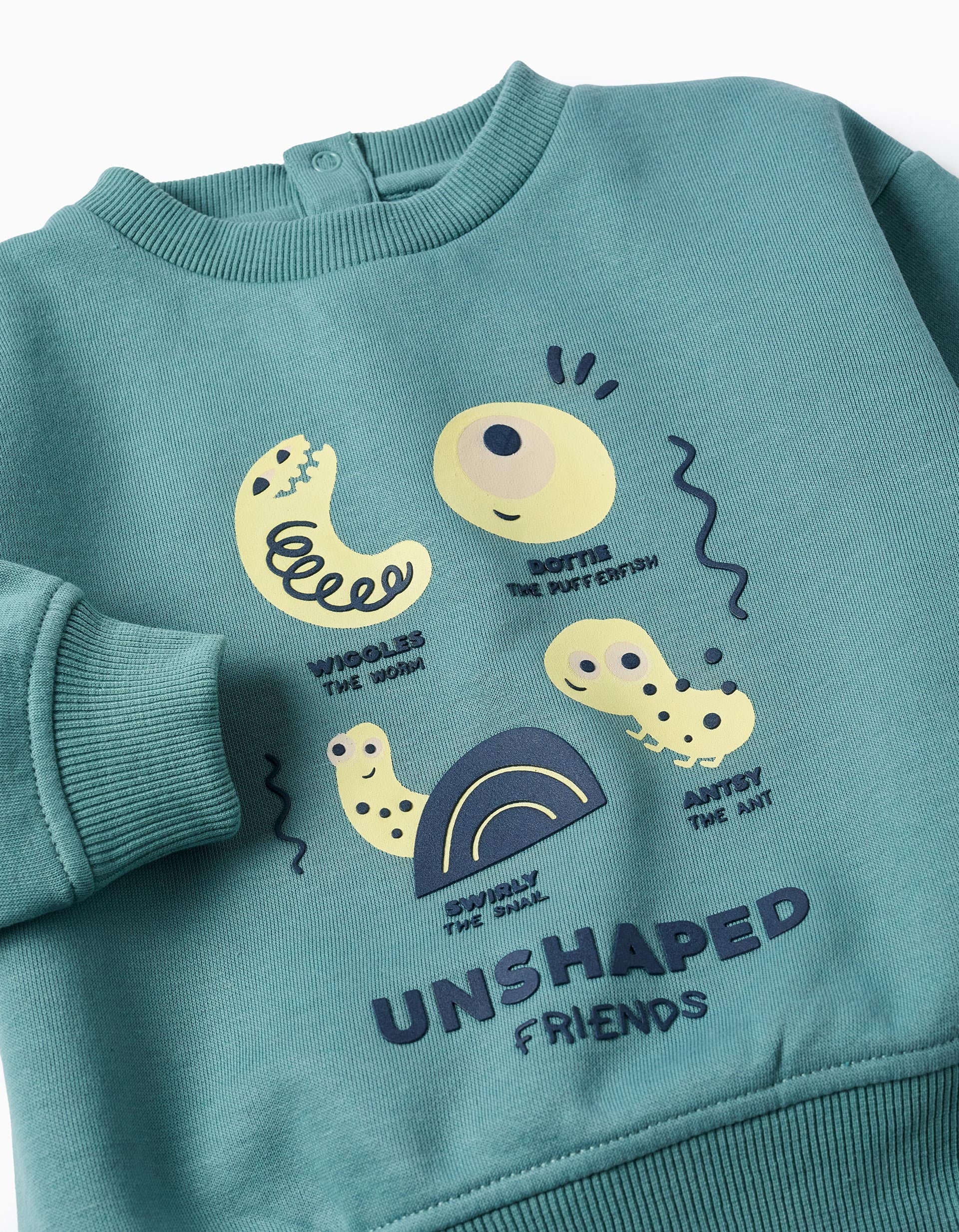 Brushed Sweatshirt for Baby Boys 'Little Animals', Turquoise - Image 3