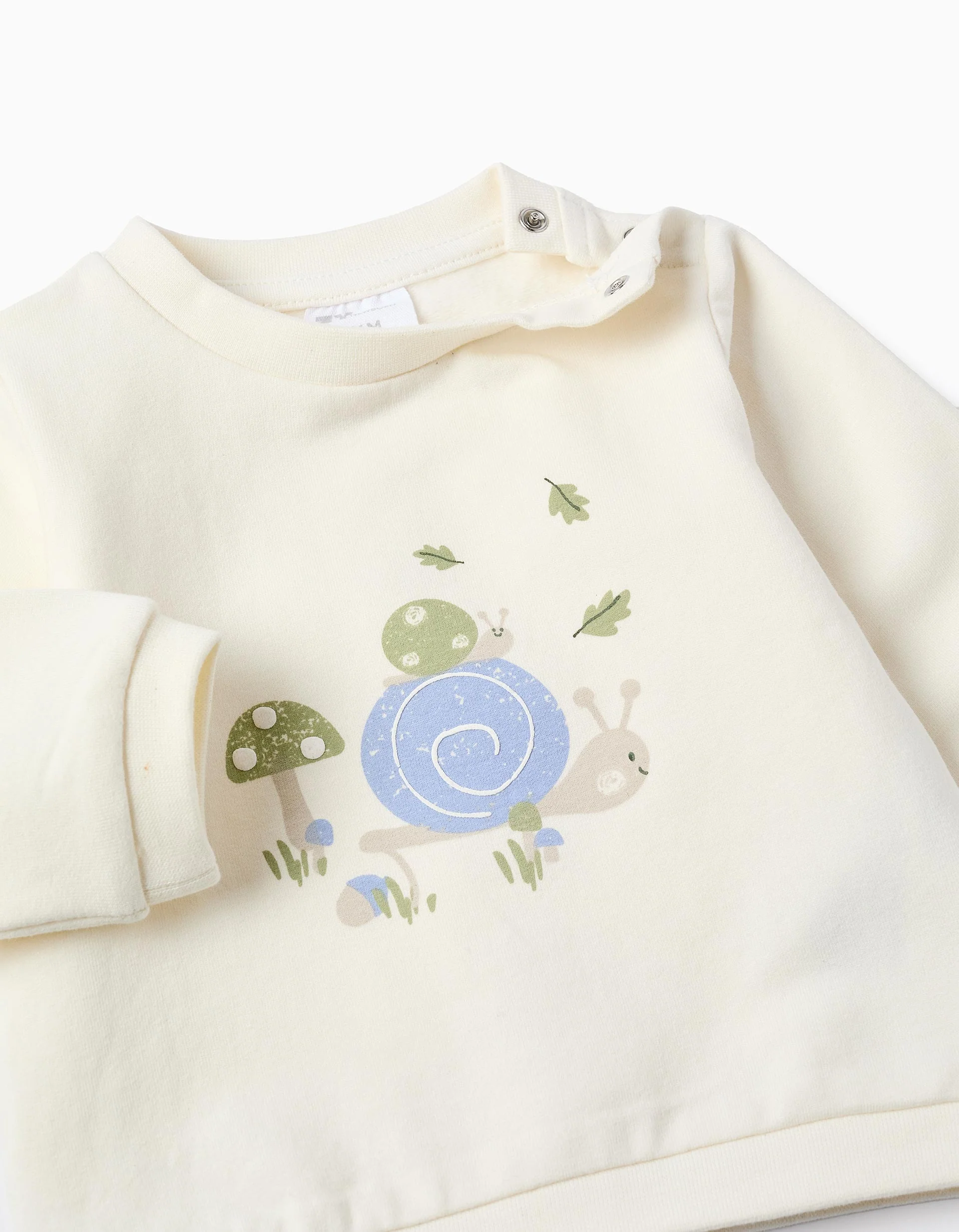 Brushed Sweatshirt for Newborns 'Snail', Beige - Image 3