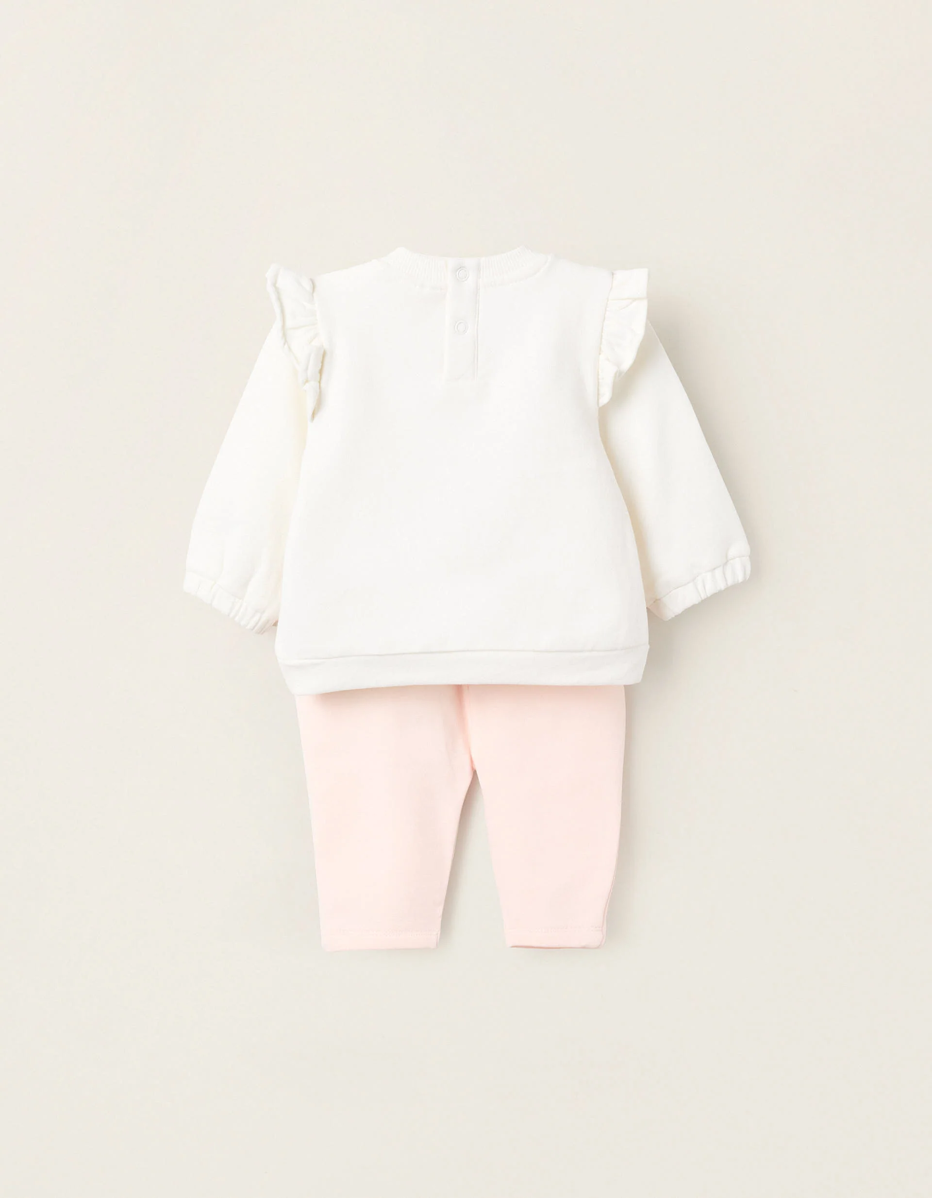 Brushed Sweatshirt + Trousers for Newborns 'Miss Bunny', White/Pink - Image 2