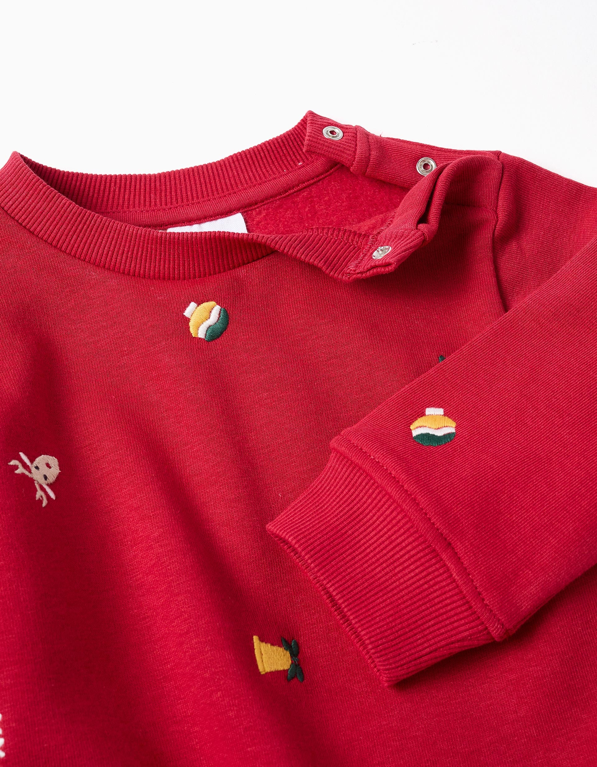 Brushed sweatshirt with Christmas embroidery for baby boys, red - Image 3