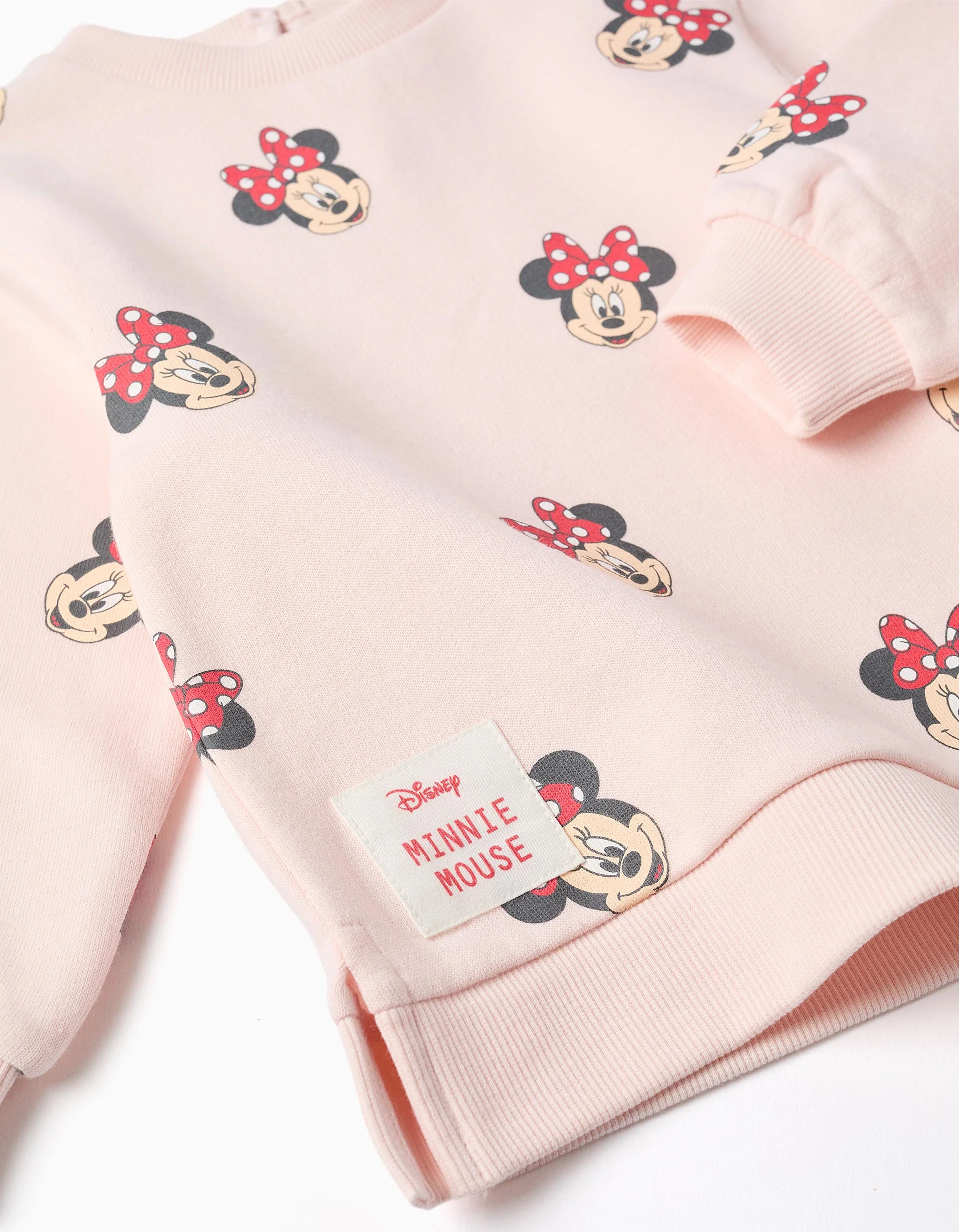 Brushed sweatshirt with Minnie motif for baby girls, light pink - Image 3