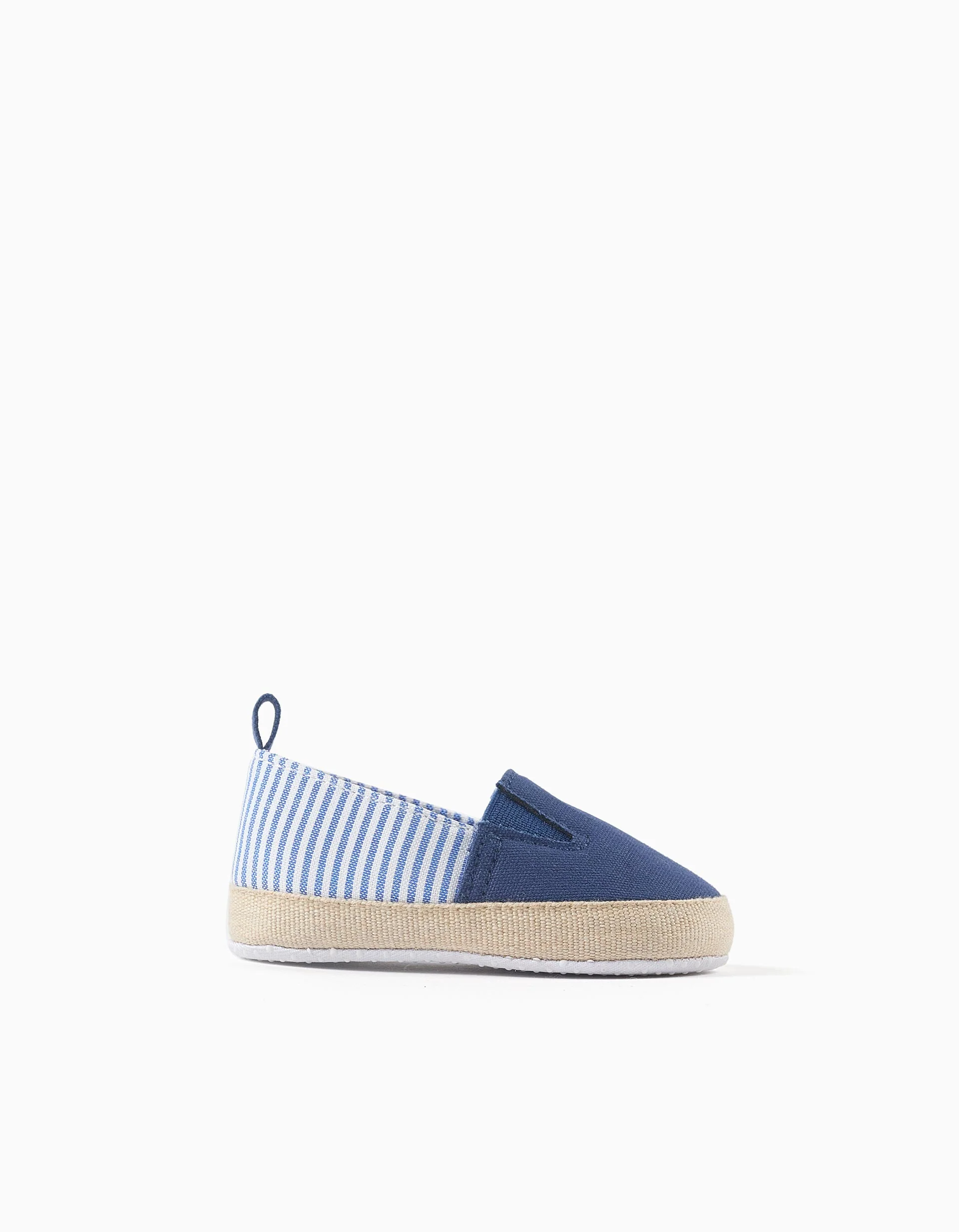 Canvas espadrilles with stripes for newborn boys, white/blue - Image 2