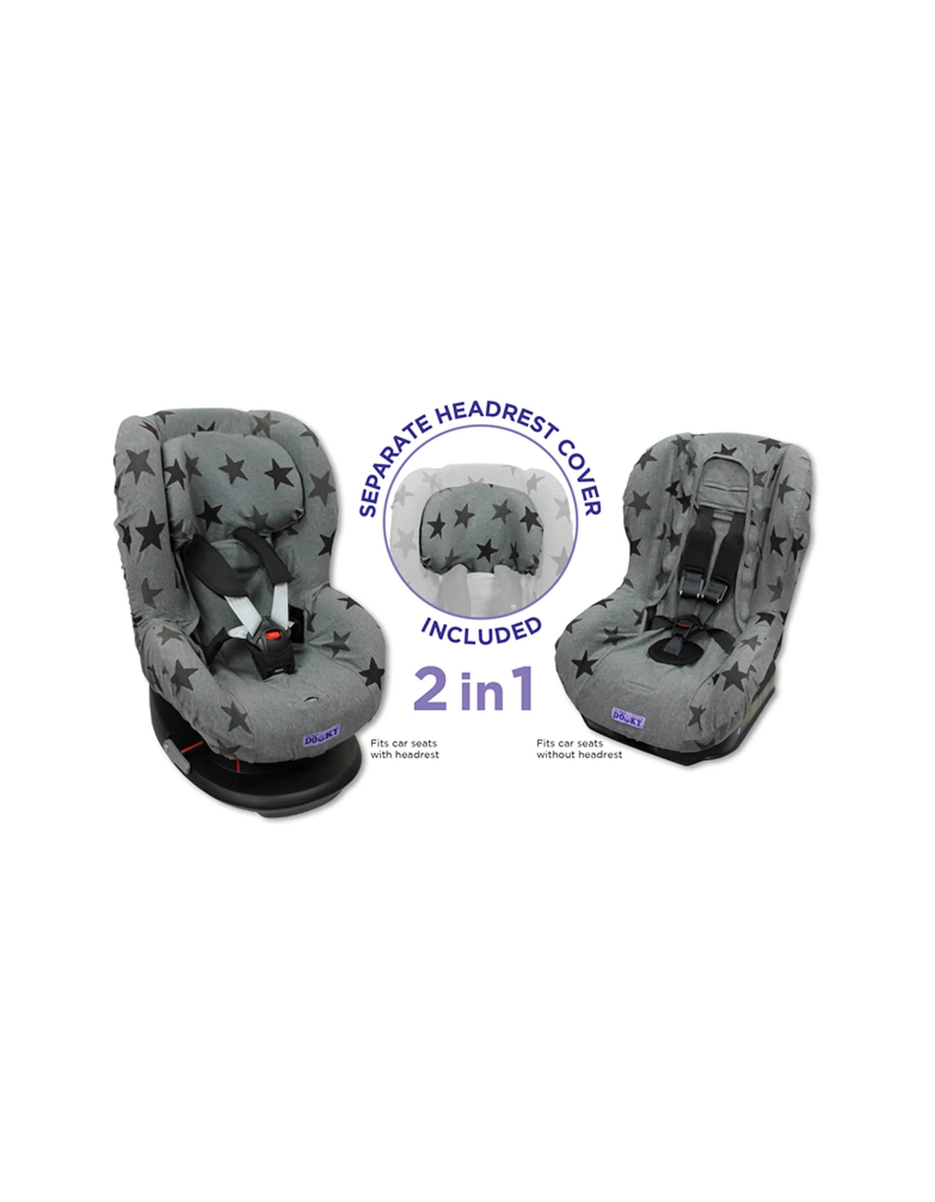 Car Seat Liner Gr 1 by Dooky, Grey Stars - Image 4