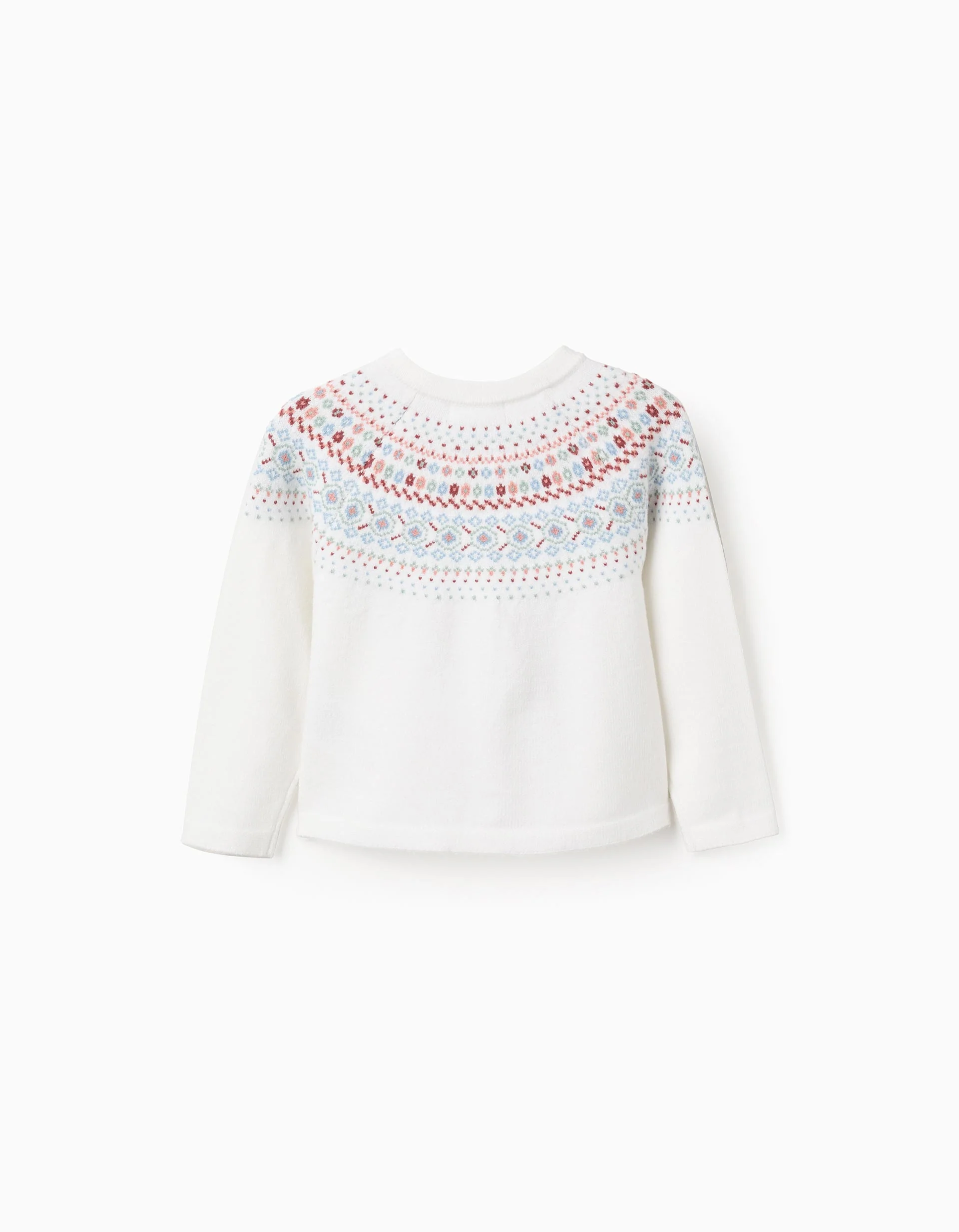 Cardigan with Jacquard for Baby Girls, White - Image 2