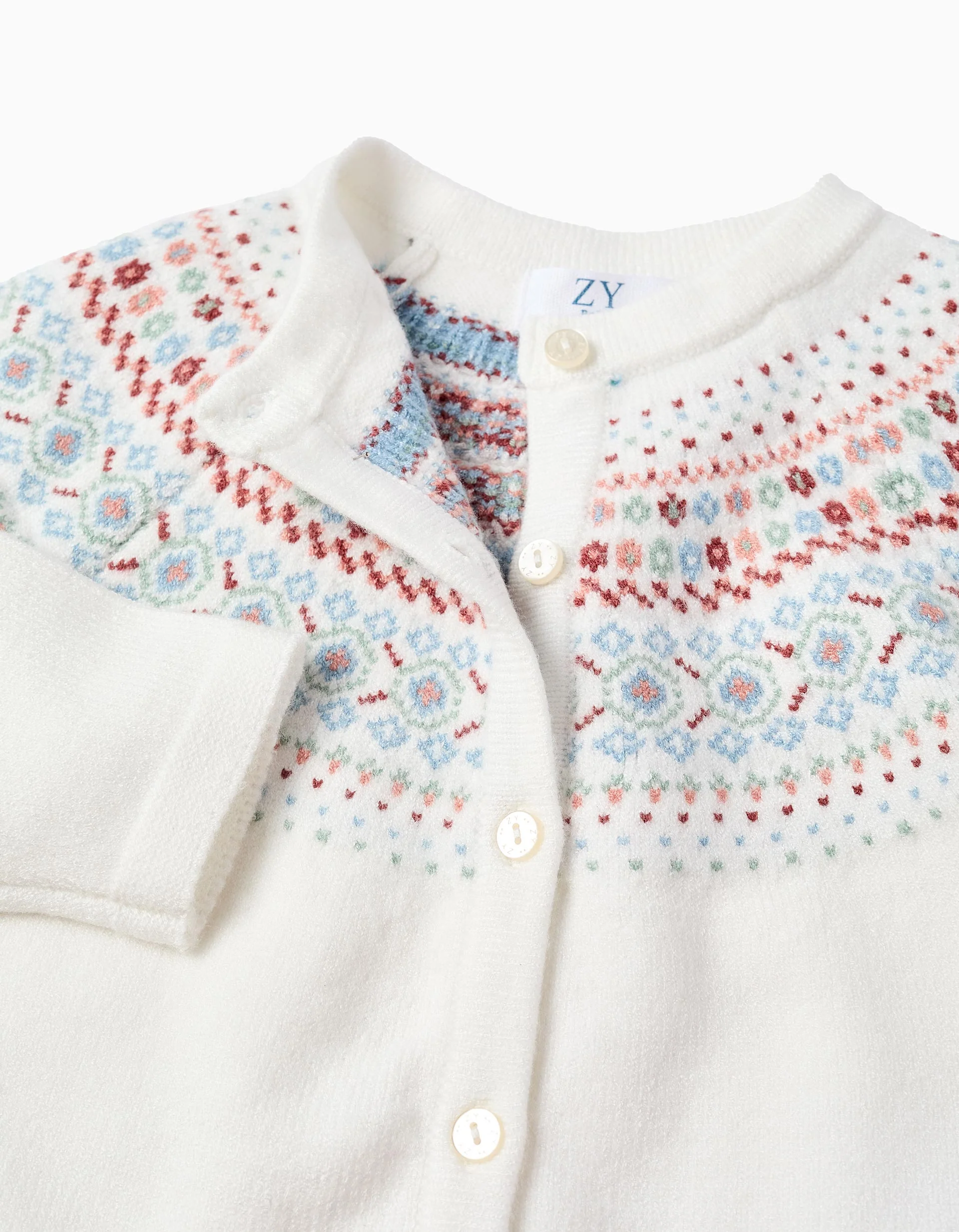 Cardigan with Jacquard for Baby Girls, White - Image 3