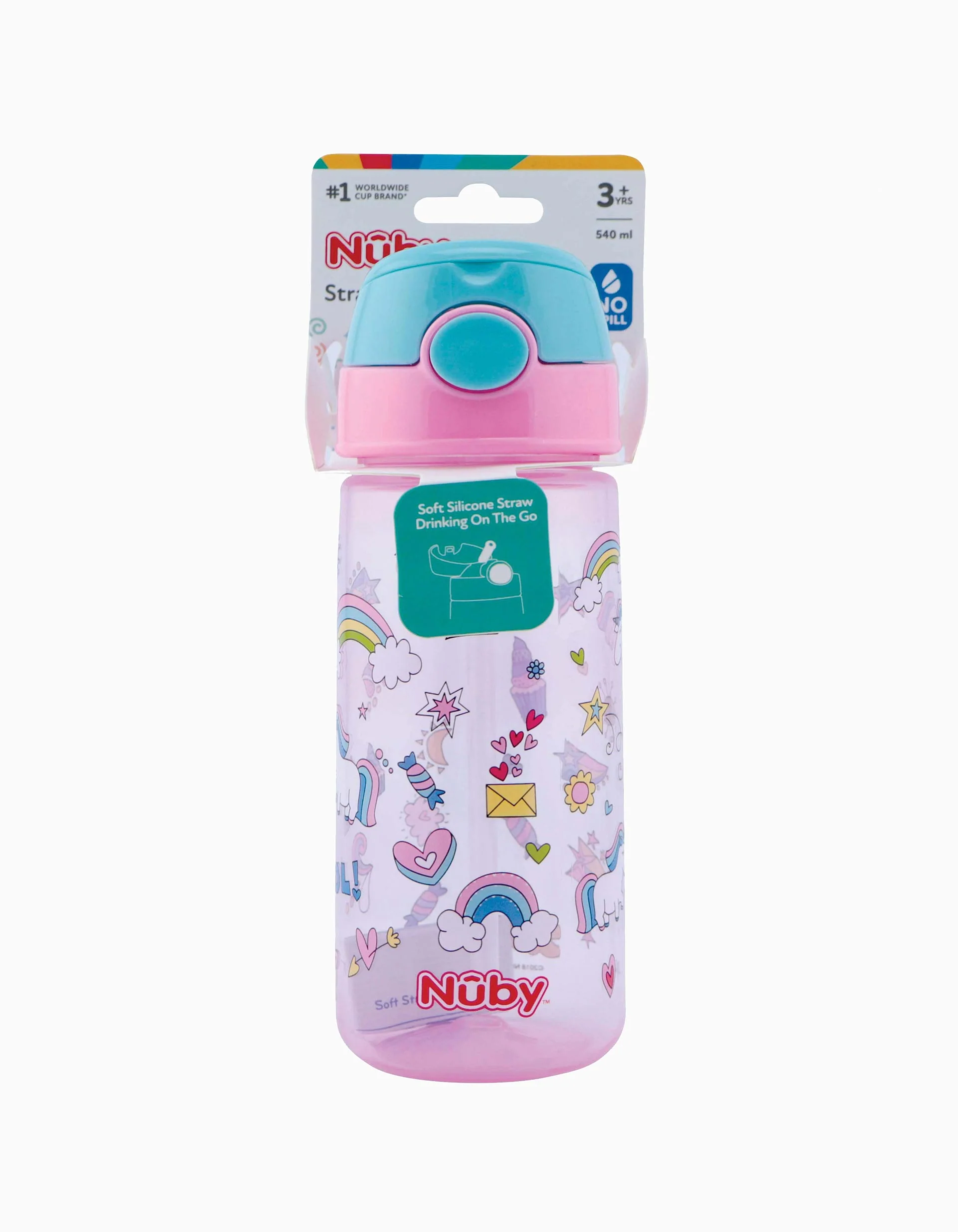 Copo De Aprendizagem Com Palha Pink 540Ml Nuby 36M+ - Image 3