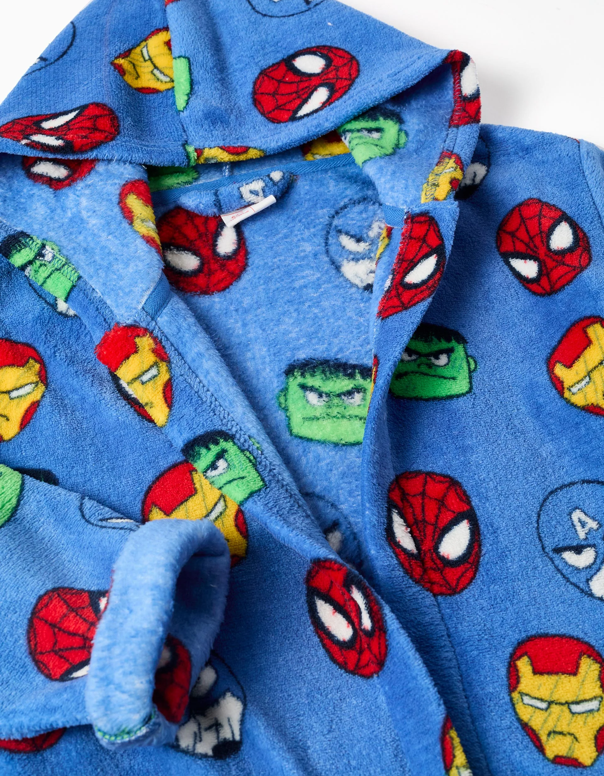 Coral fleece dressing gown with Avengers motif for boys, blue - Image 3