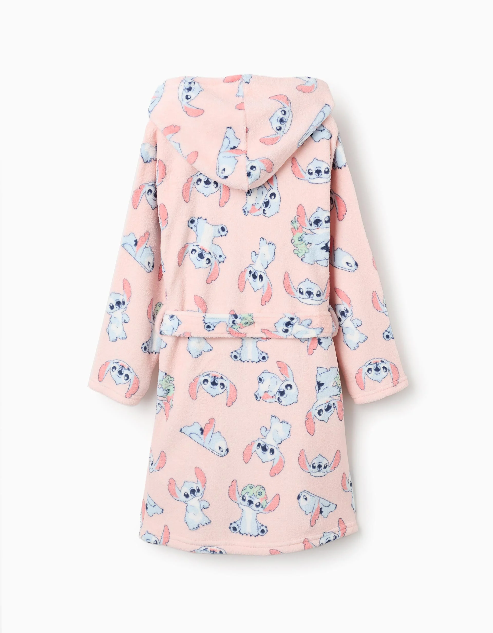 Coral fleece dressing gown with Stitch motif for girls, pink - Image 2