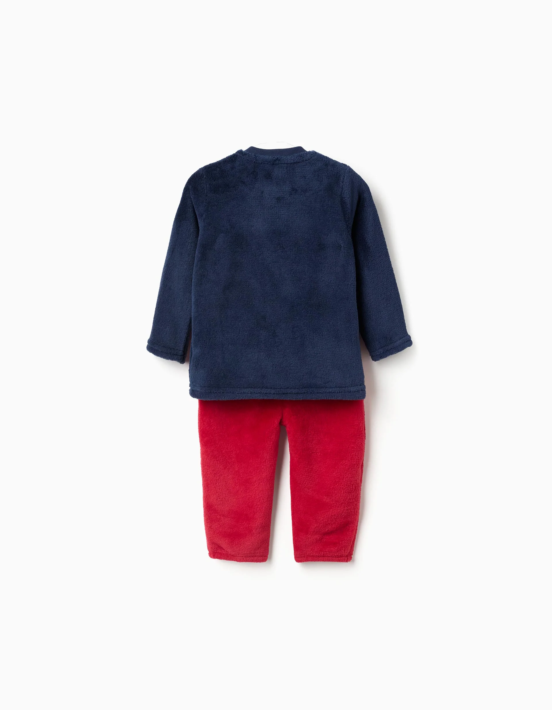Coral fleece pyjamas with Christmas embroidery for babies, dark blue/red - Image 2