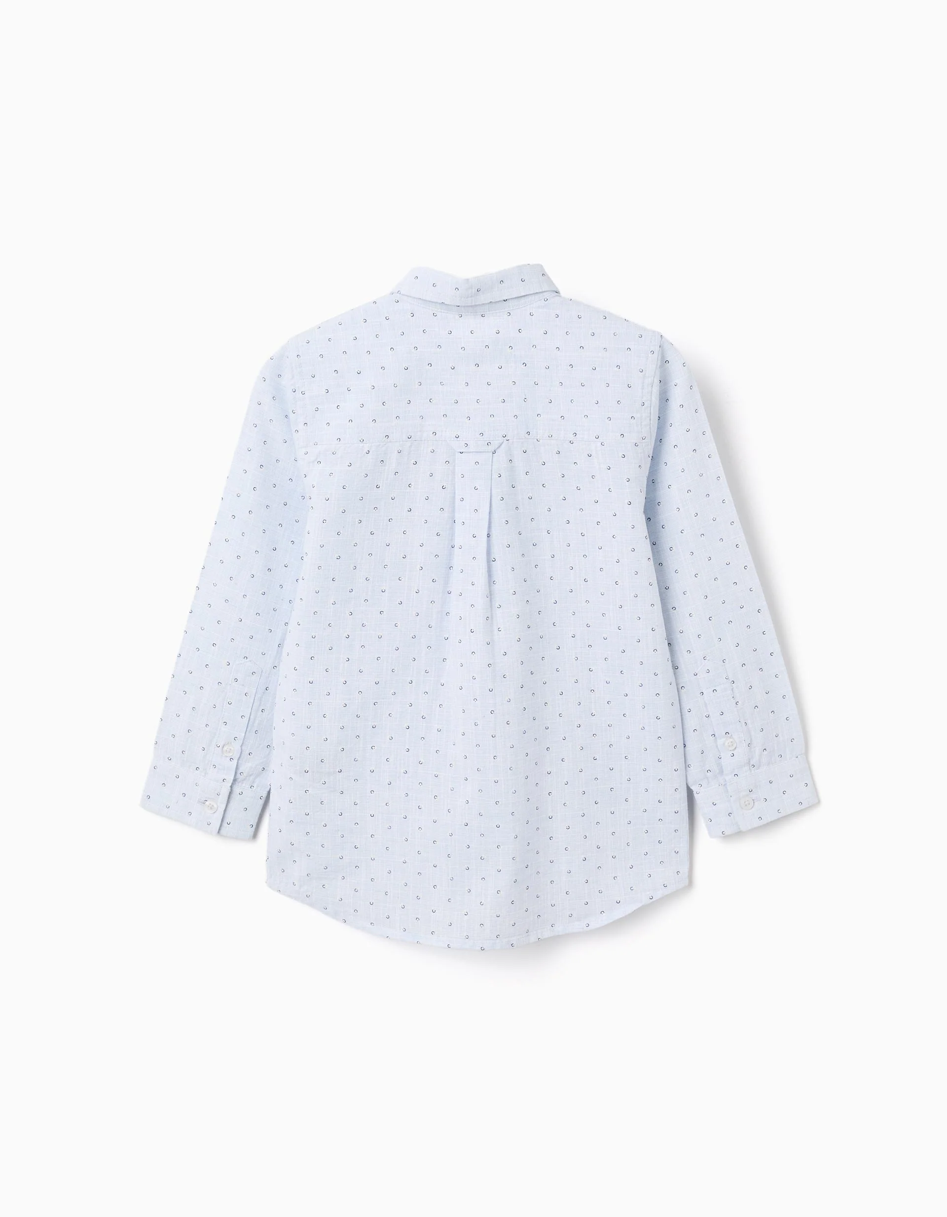Cotton and linen shirt with circle pattern for boys, light blue - Image 2