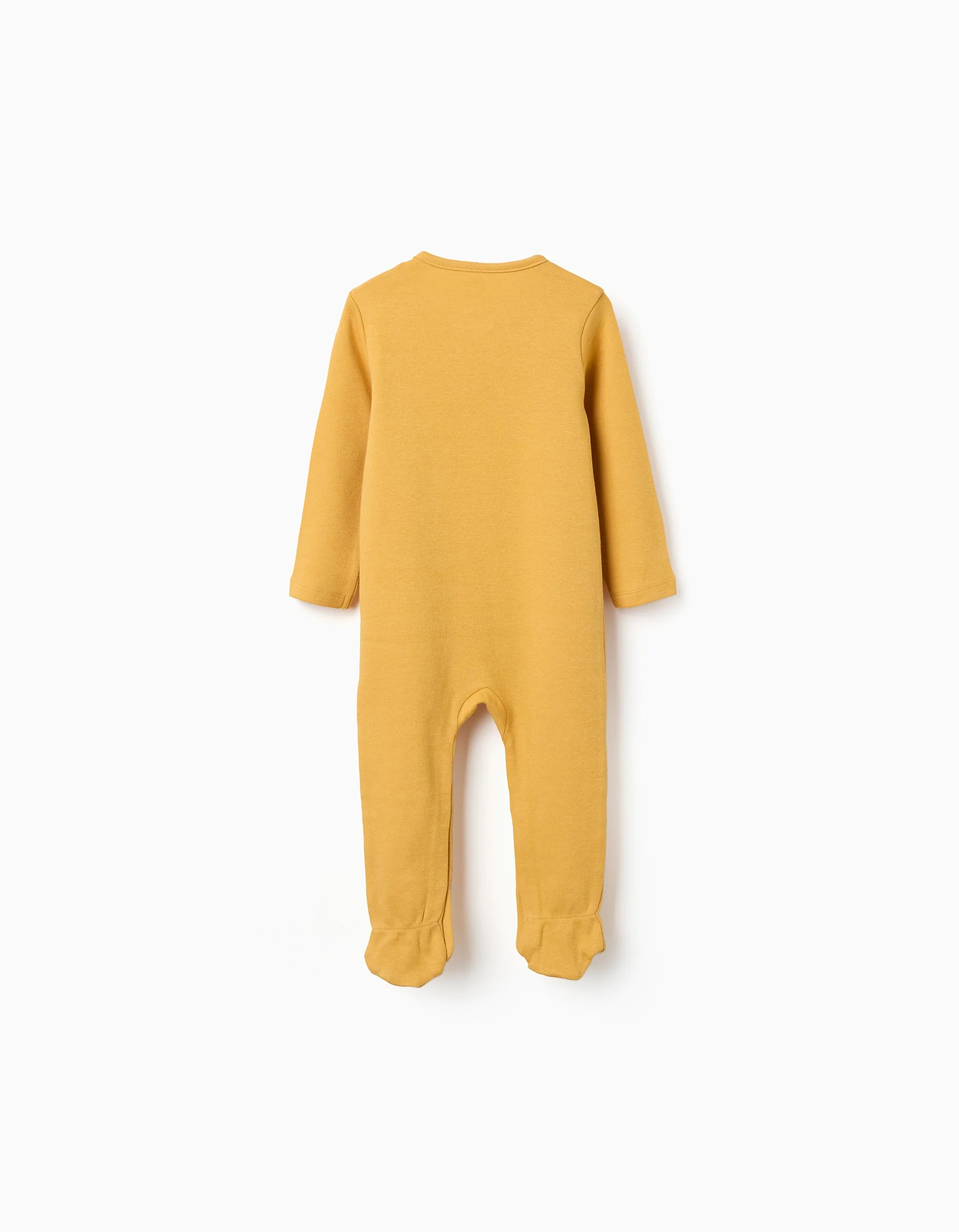 Cotton babygrow with print for newborn and baby boys, mustard yellow - Image 2