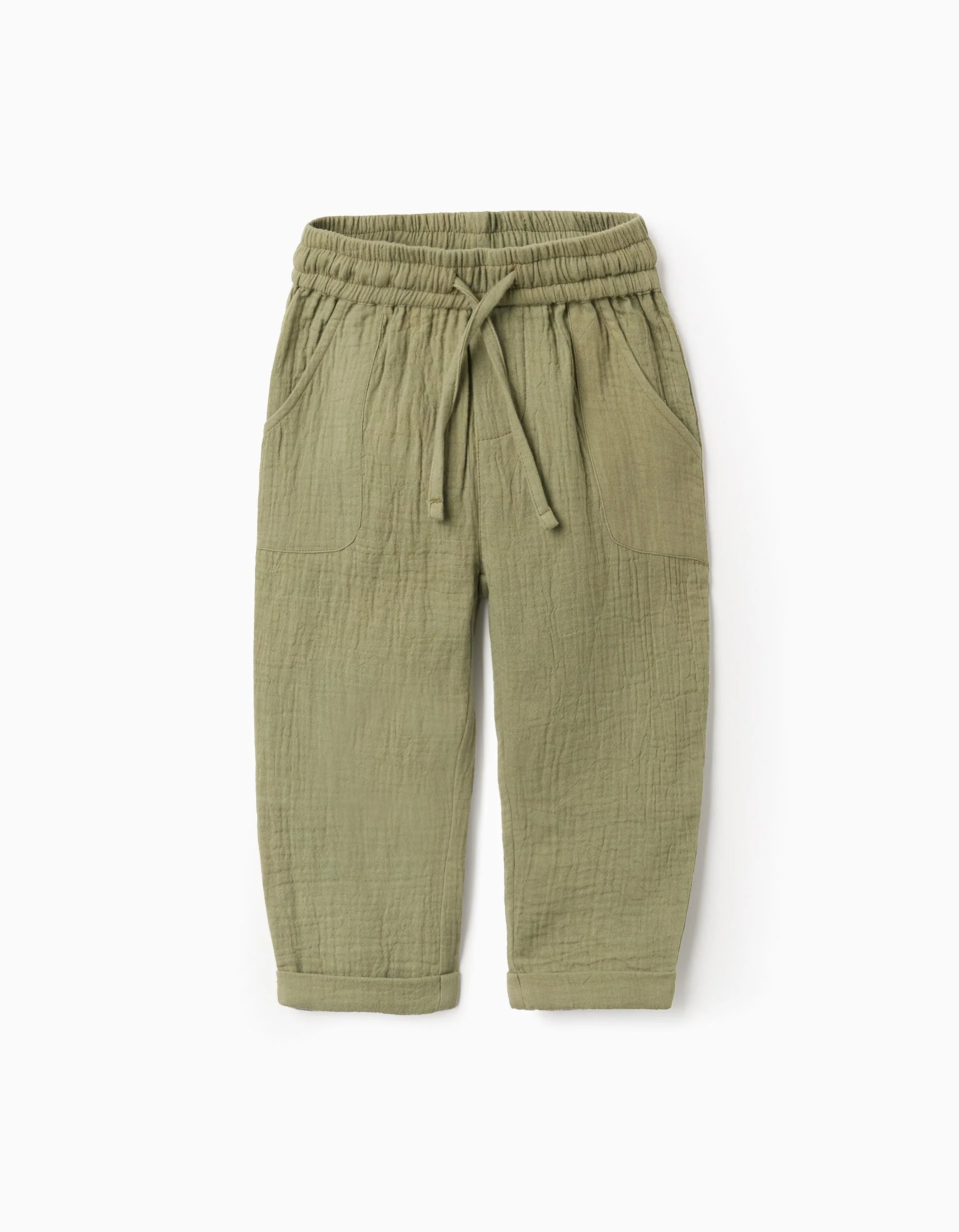 Cotton bambula baggy trousers for baby boys, dark green
