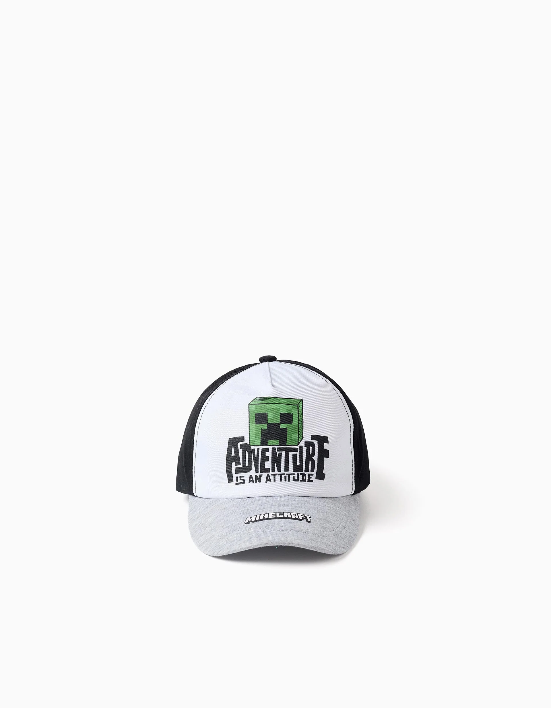 Cotton cap with Minecraft print for babies and boys, white/black/grey
