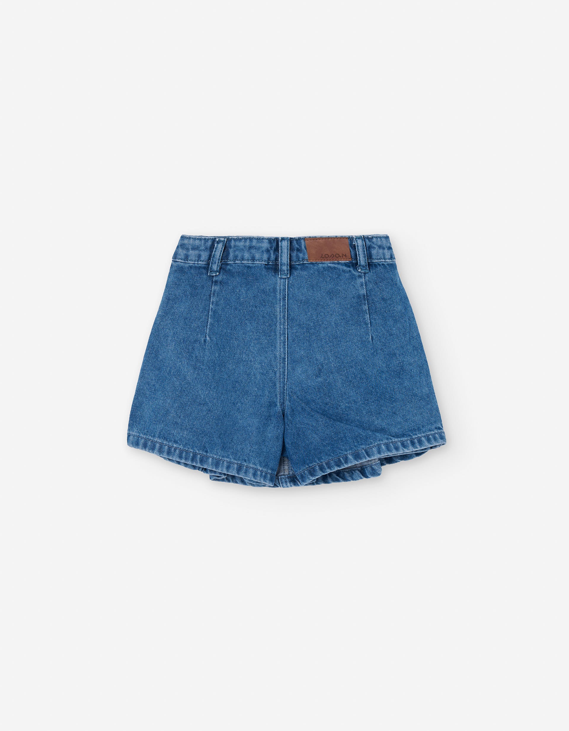 Cotton denim skort with pleats for girls, blue - Image 2