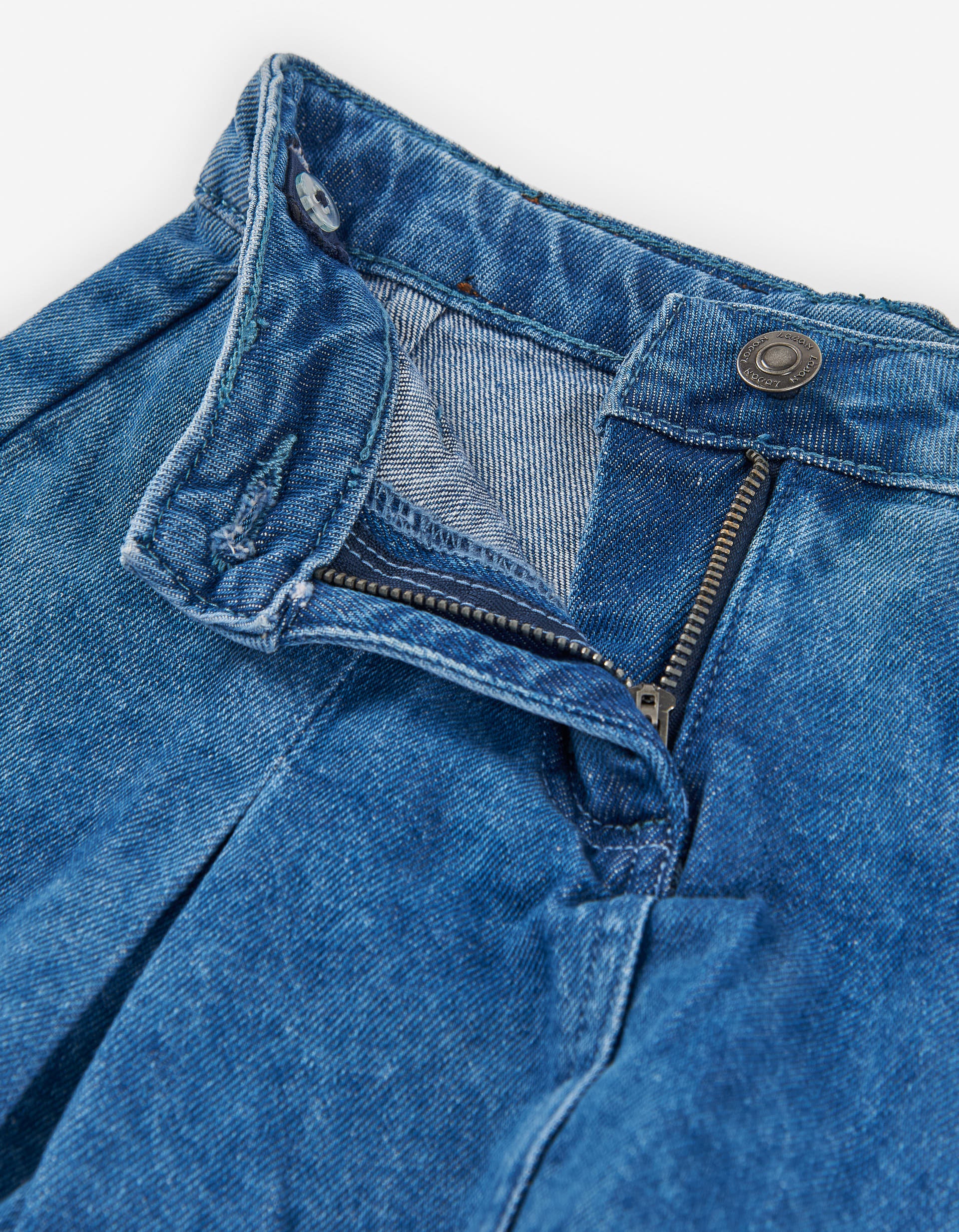 Cotton denim skort with pleats for girls, blue - Image 3