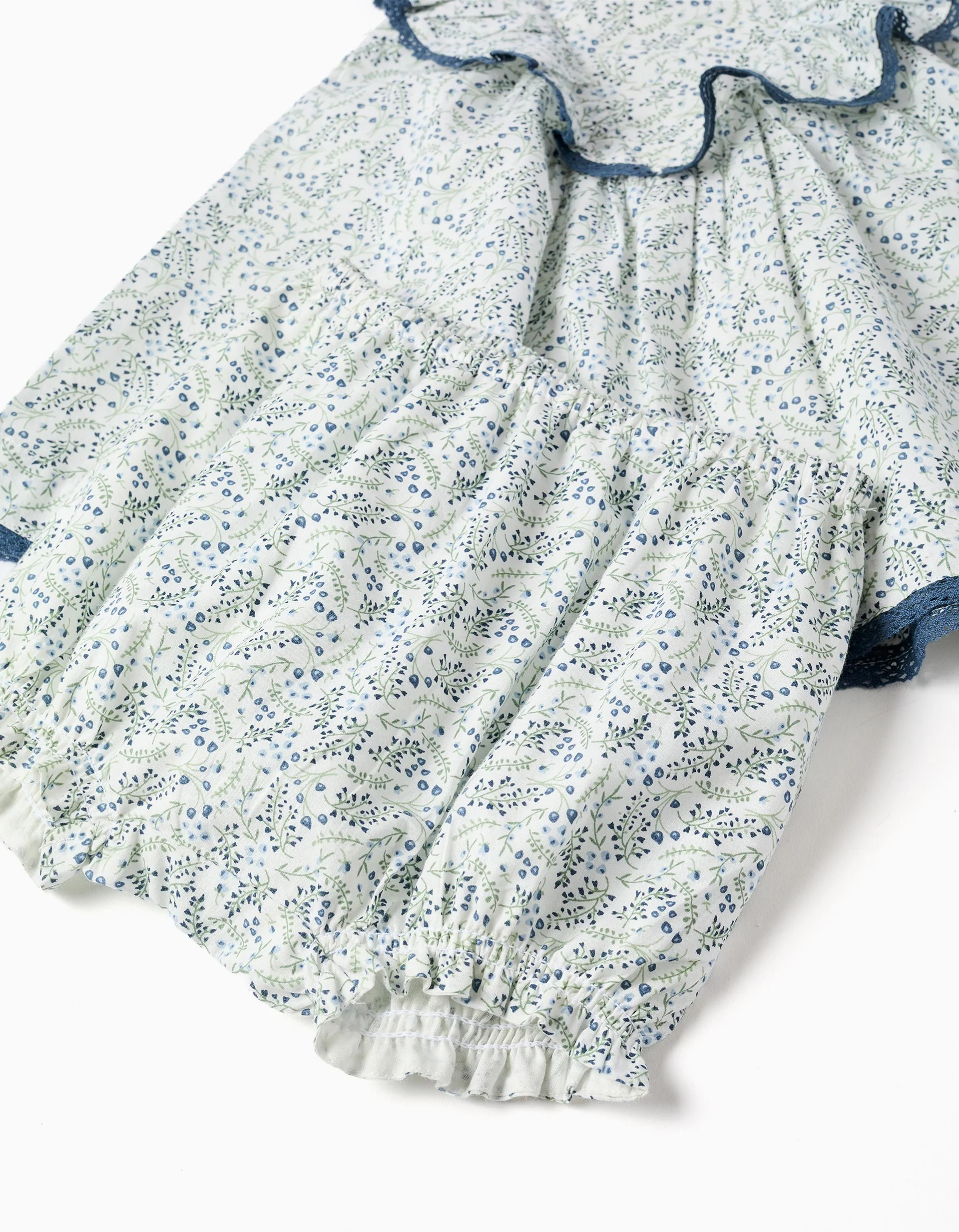 Cotton dress + bloomers with floral motif You&Me for baby girls, white - Image 5
