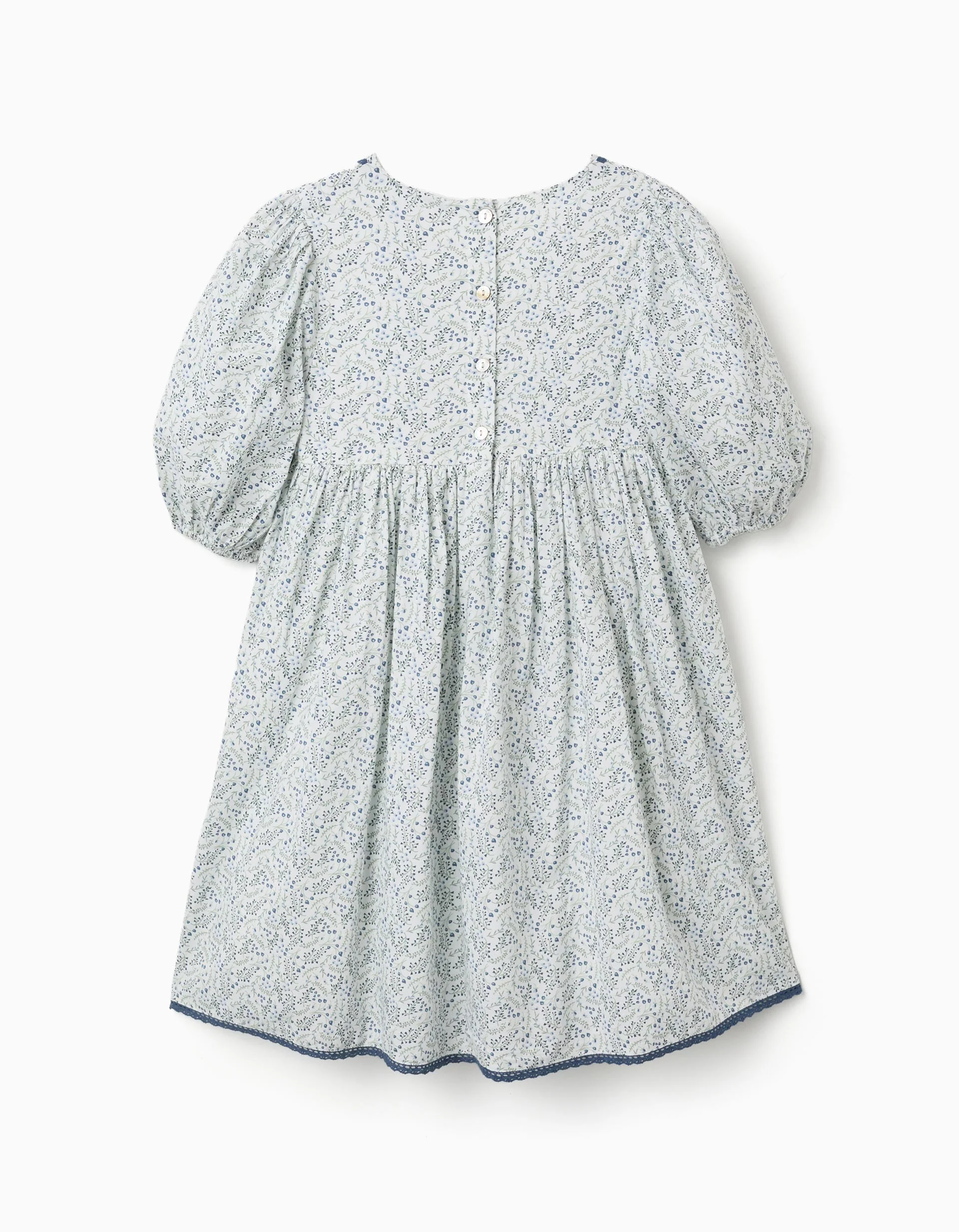 Cotton dress with balloon sleeves and flowers You&Me for girls, white - Image 4