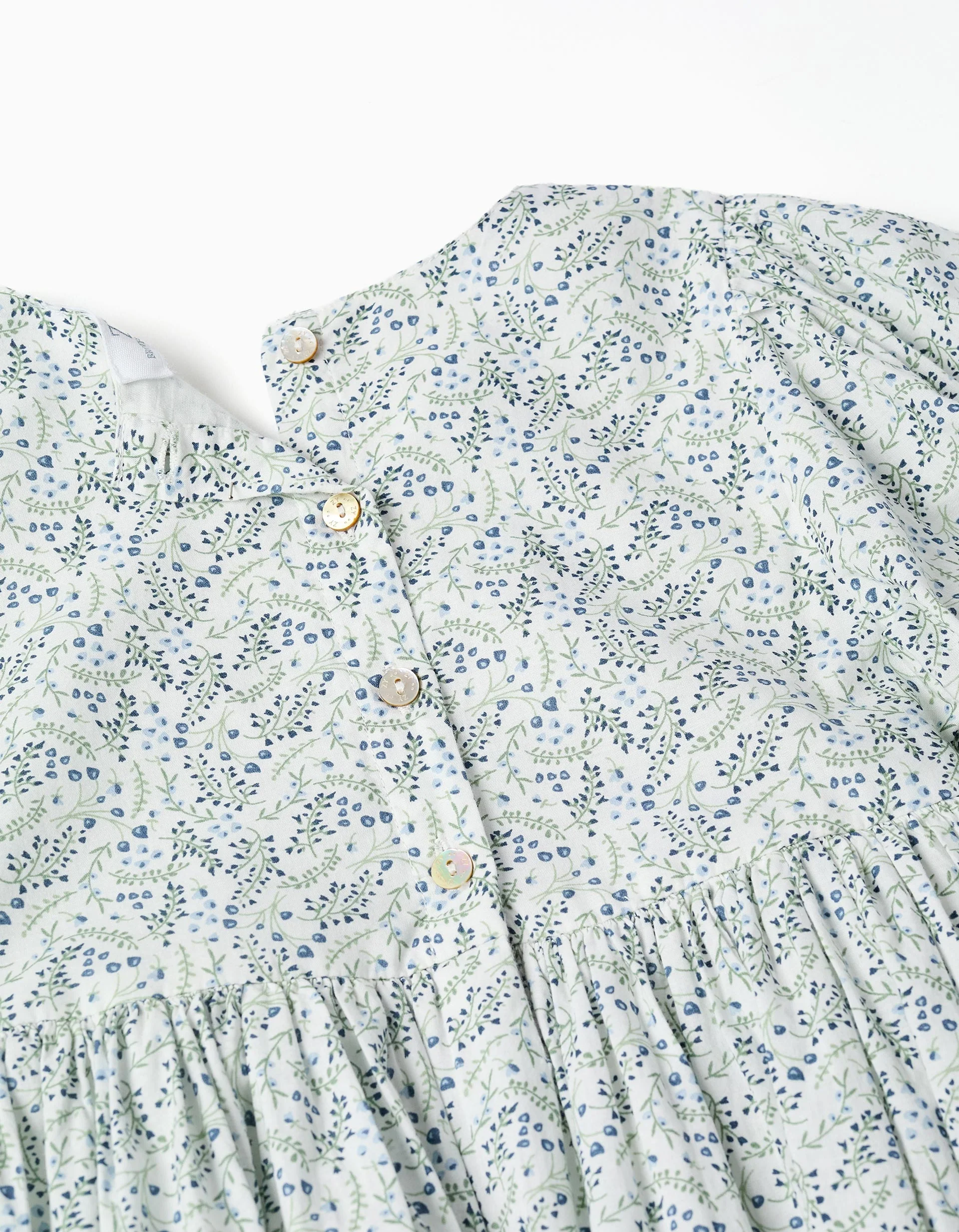 Cotton dress with balloon sleeves and flowers You&Me for girls, white - Image 5