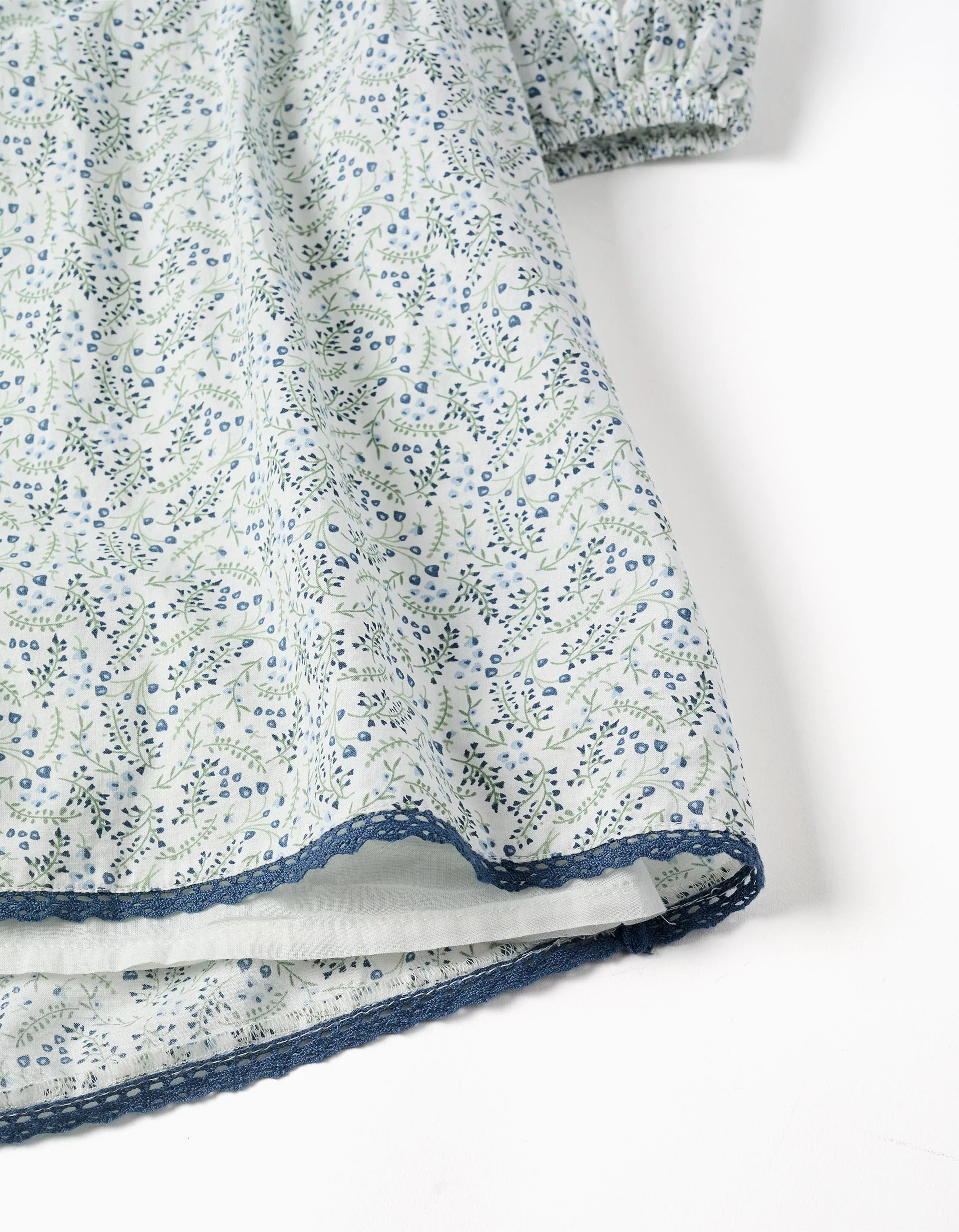 Cotton dress with balloon sleeves and flowers You&Me for girls, white - Image 6