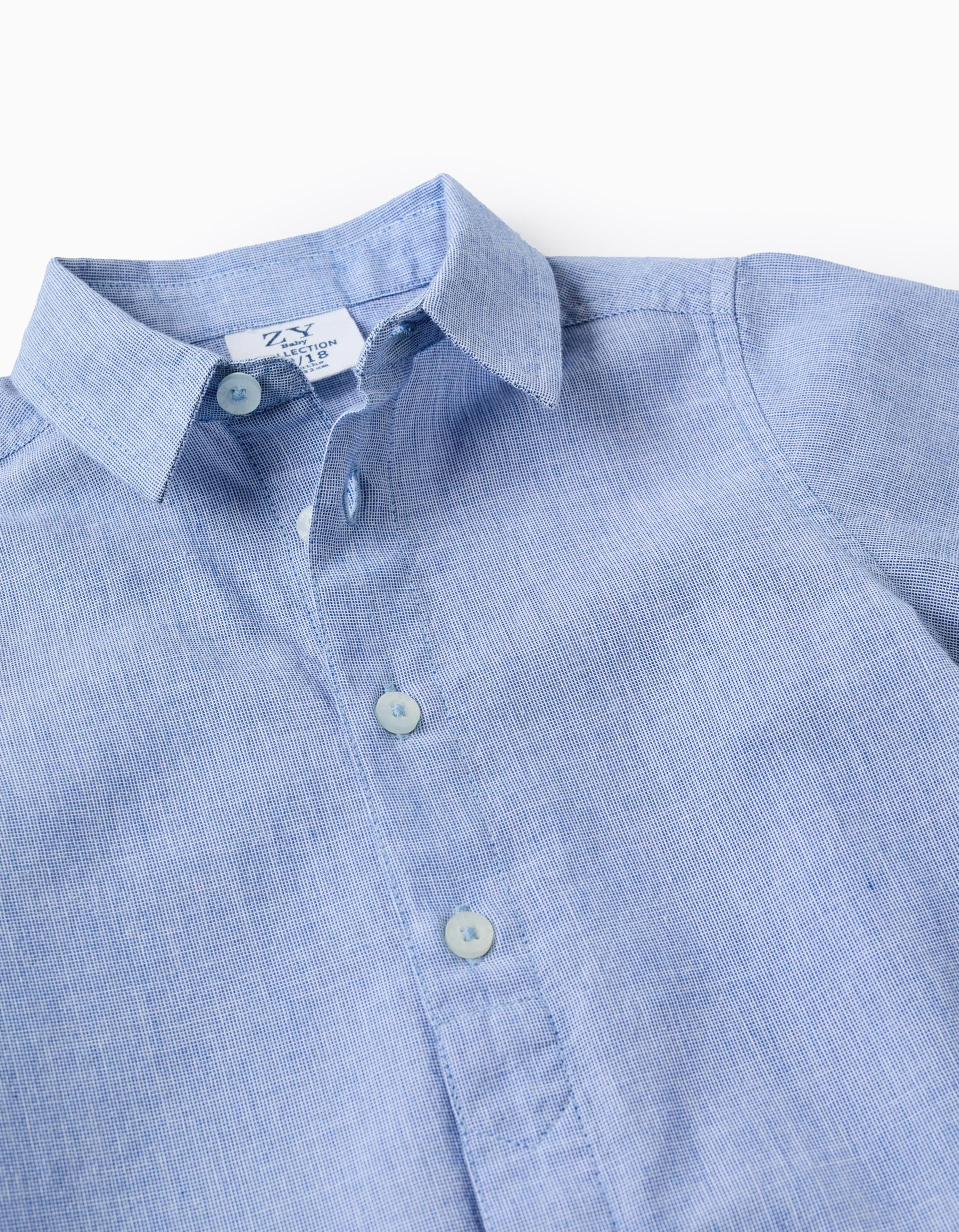 Cotton Fil a Fil Shirt for Baby Boys 'B&S', Blue - Image 3