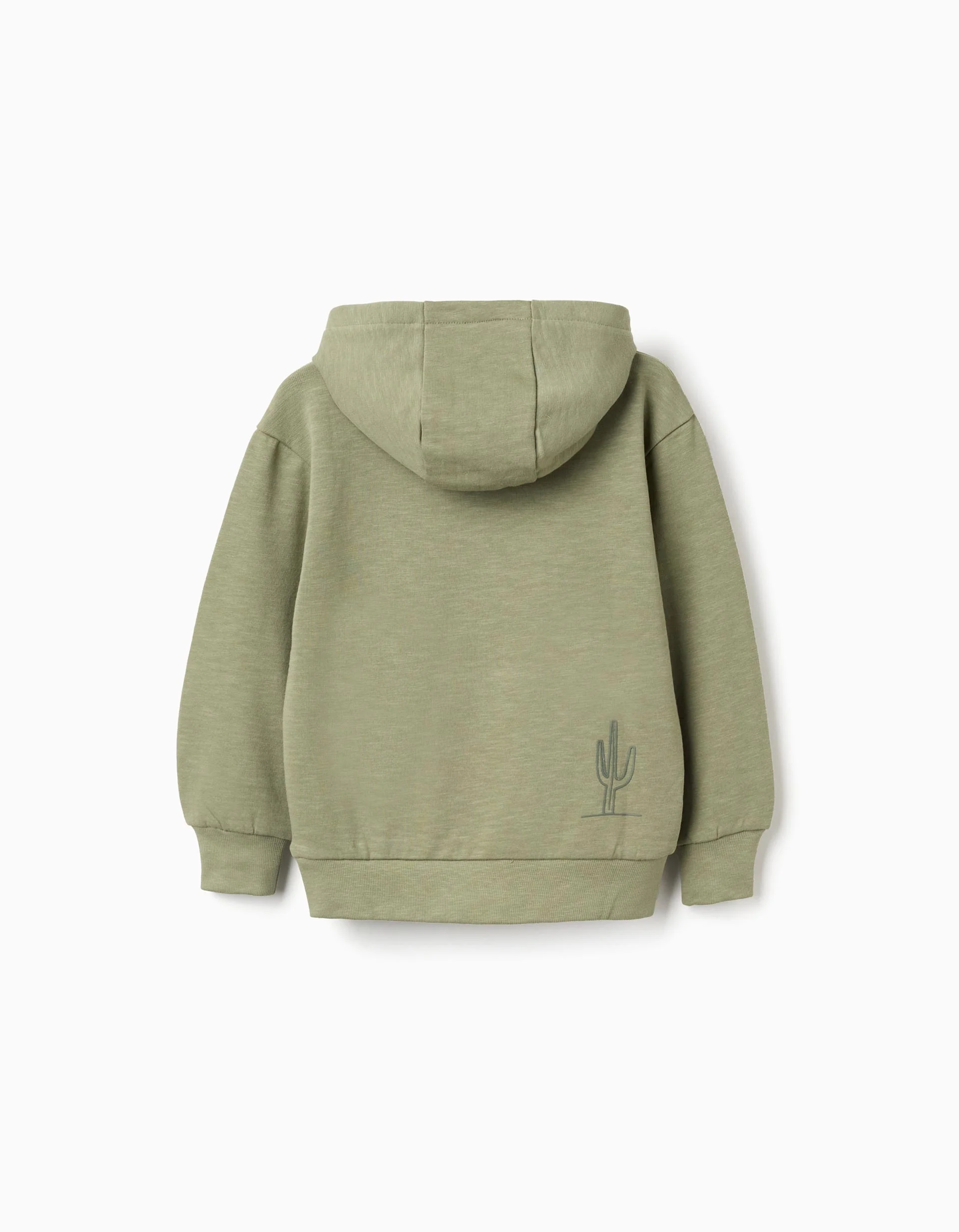 Cotton hooded sweatshirt with Lanzarote print for boys, khaki green - Image 2