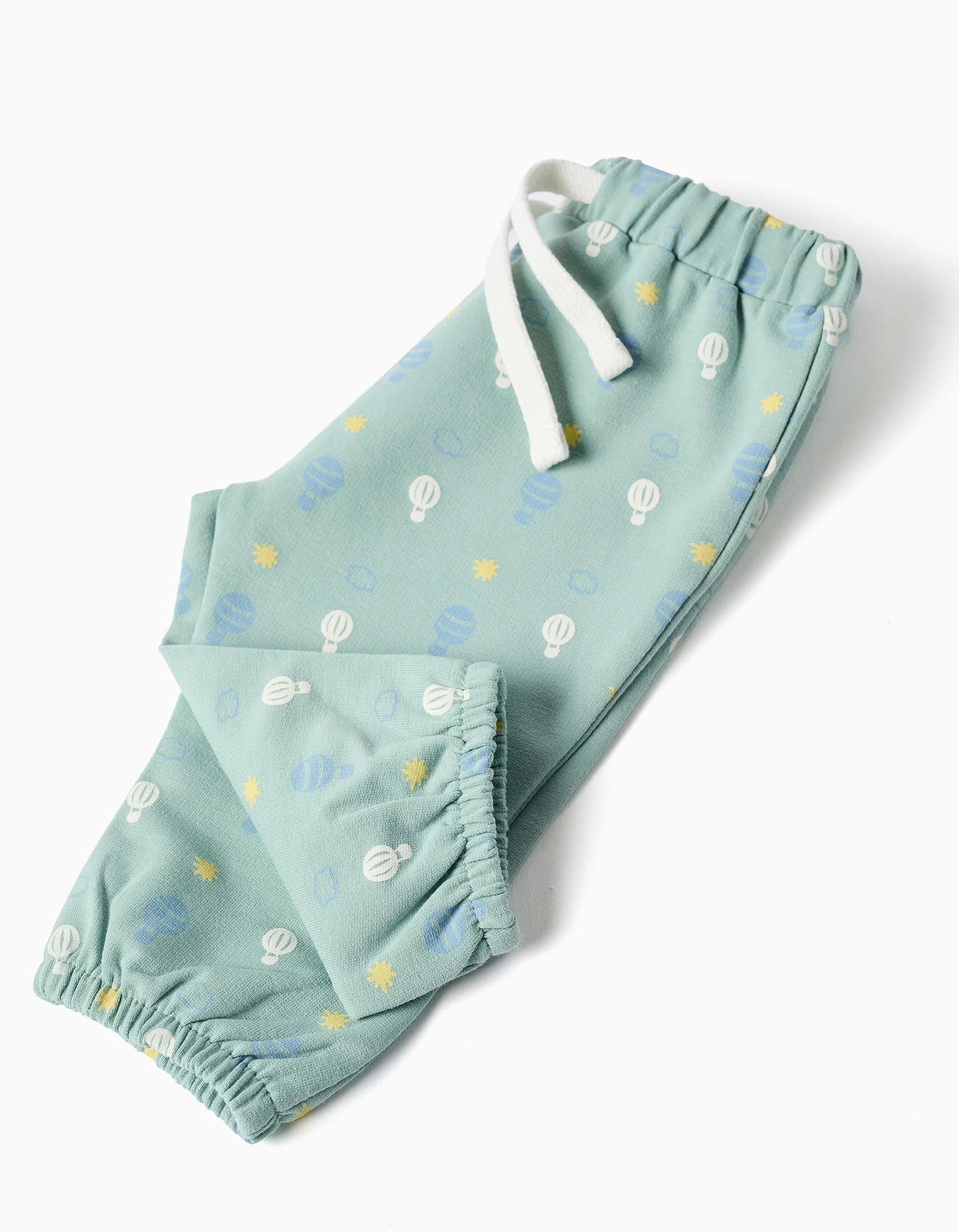 Cotton jacket + trousers with motif for newborn boys, light green - Image 5