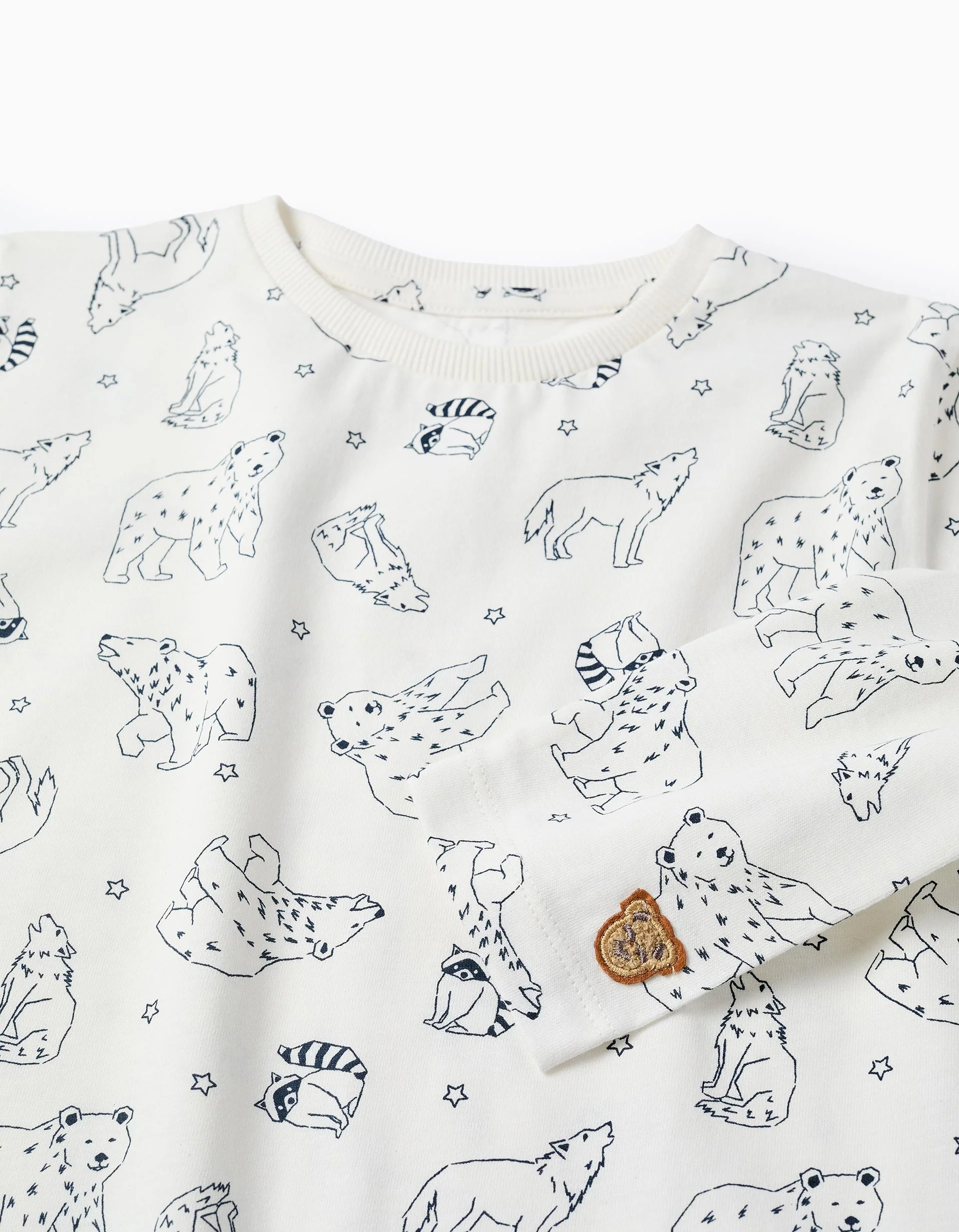 Cotton Jersey Pyjama for Boys 'Polar Bear', White/Blue - Image 3