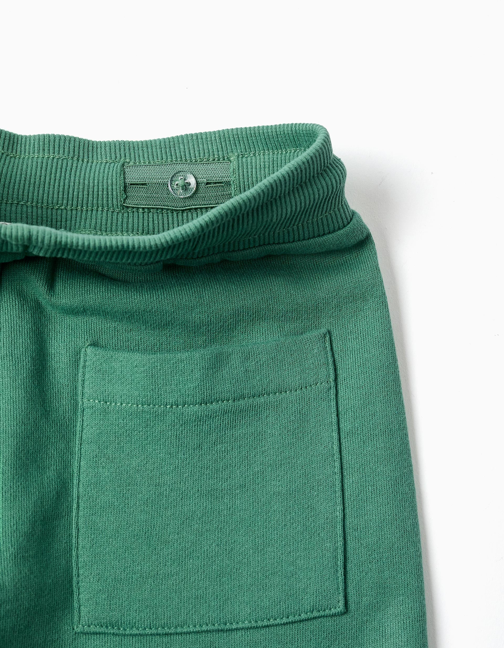Cotton joggers with drawstring and pockets for boys, green - Image 3