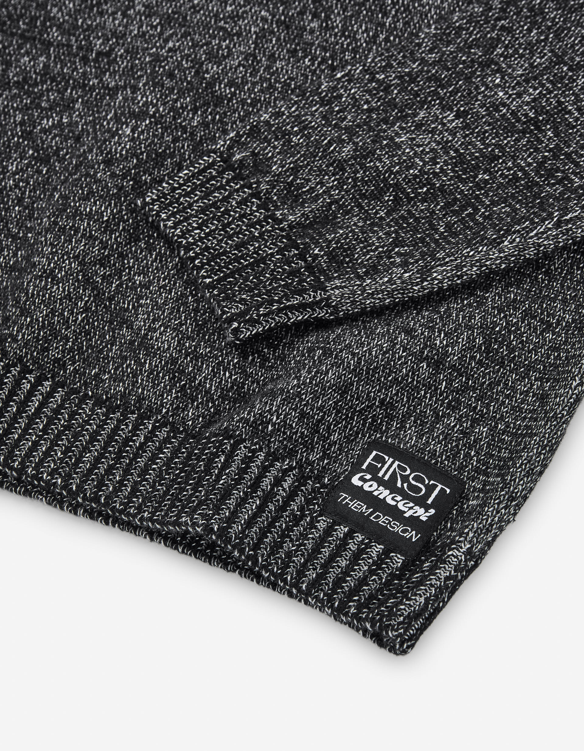 Cotton knit jumper with a melange finish for boys, black - Image 3